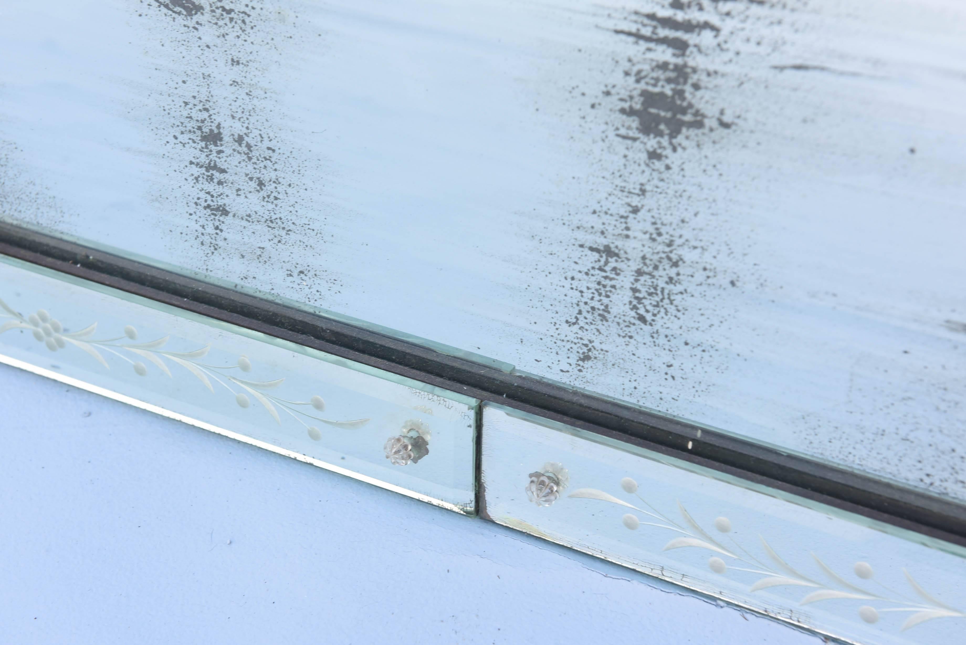 Etched Venetian Glass Overmantel Mirror 2