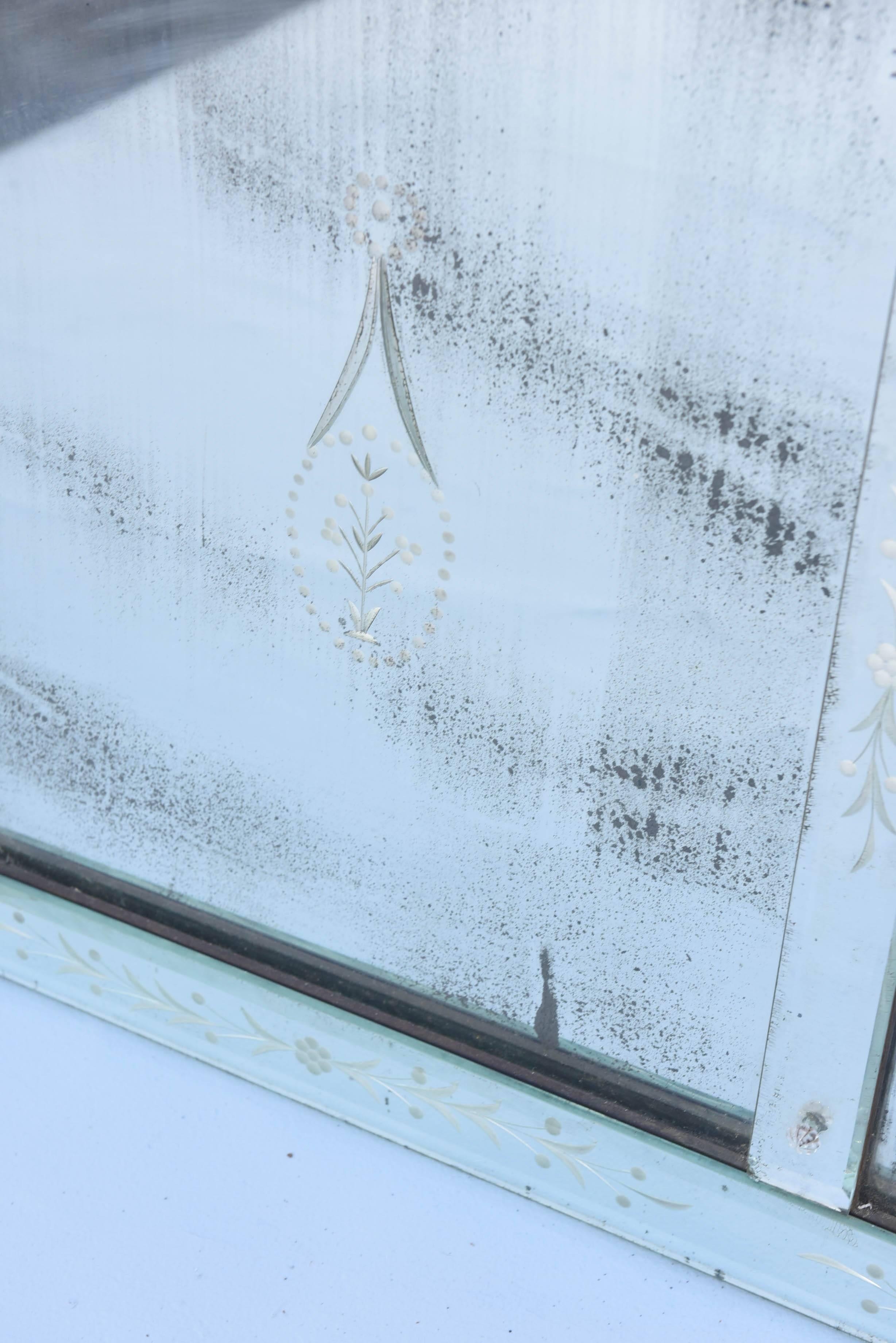 Etched Venetian Glass Overmantel Mirror 5