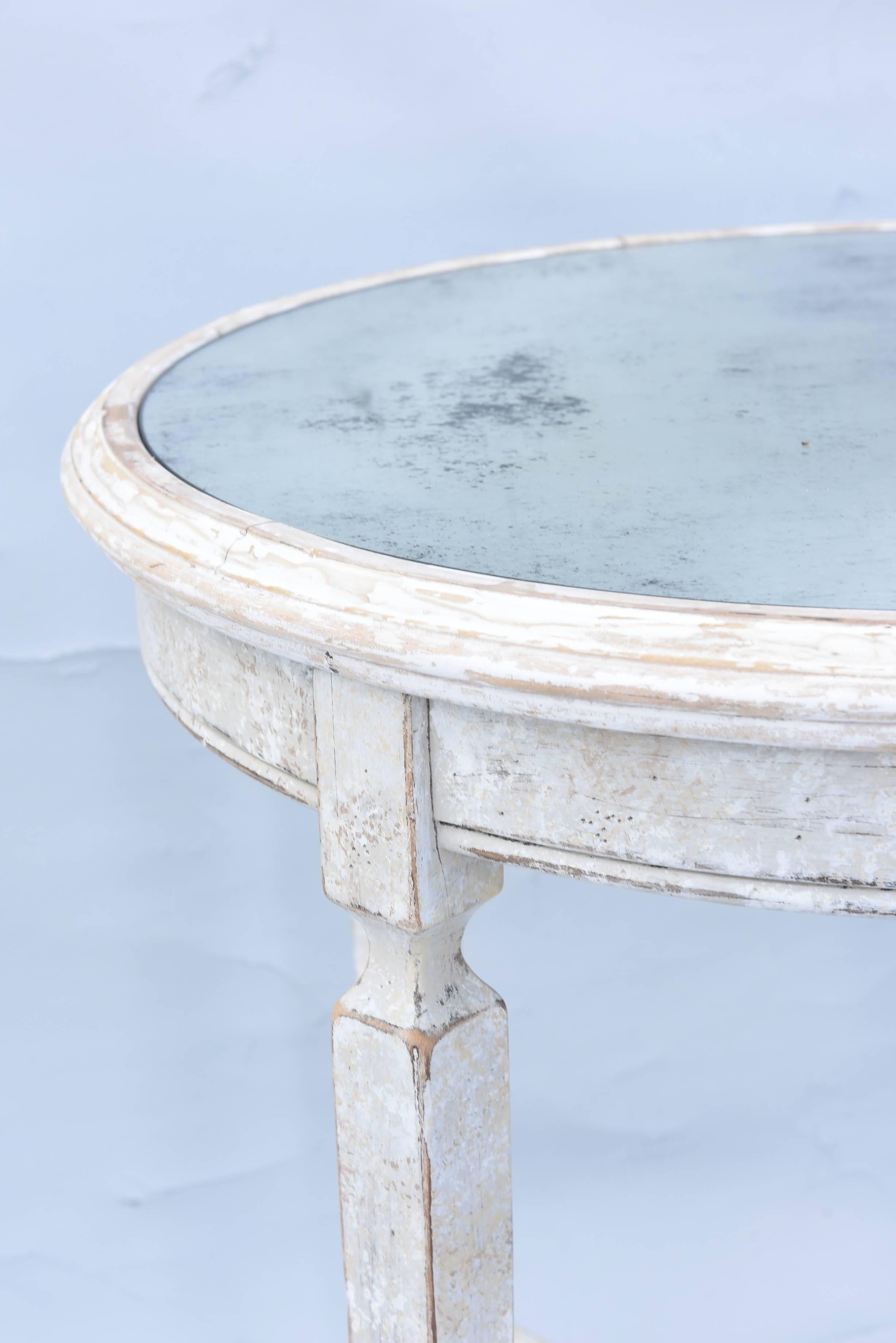 Peruvian Painted Occasional Table with Mirrored Top