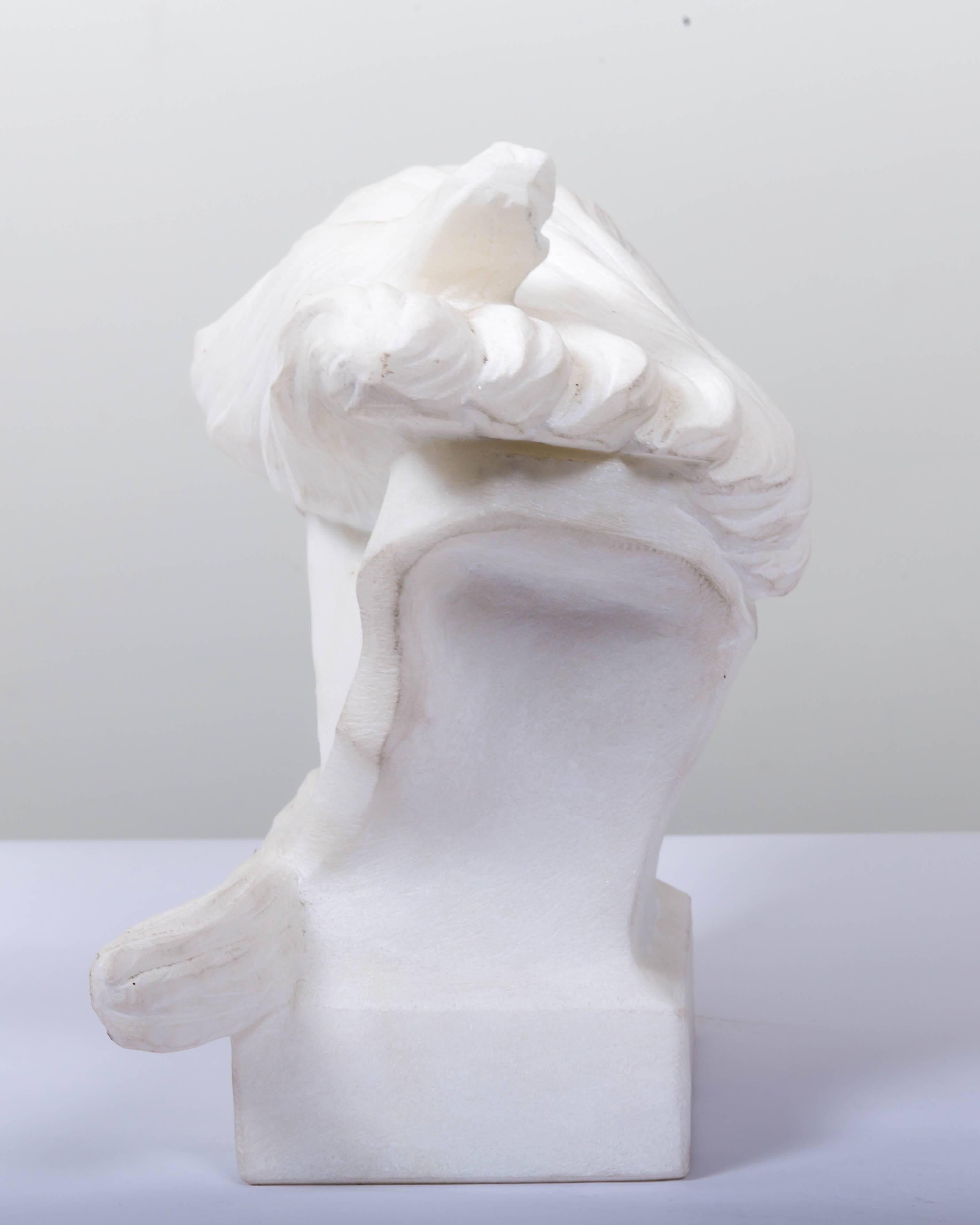 Alabaster Bust of Woman with Flowing Hair in the Style of Art Noveau 1