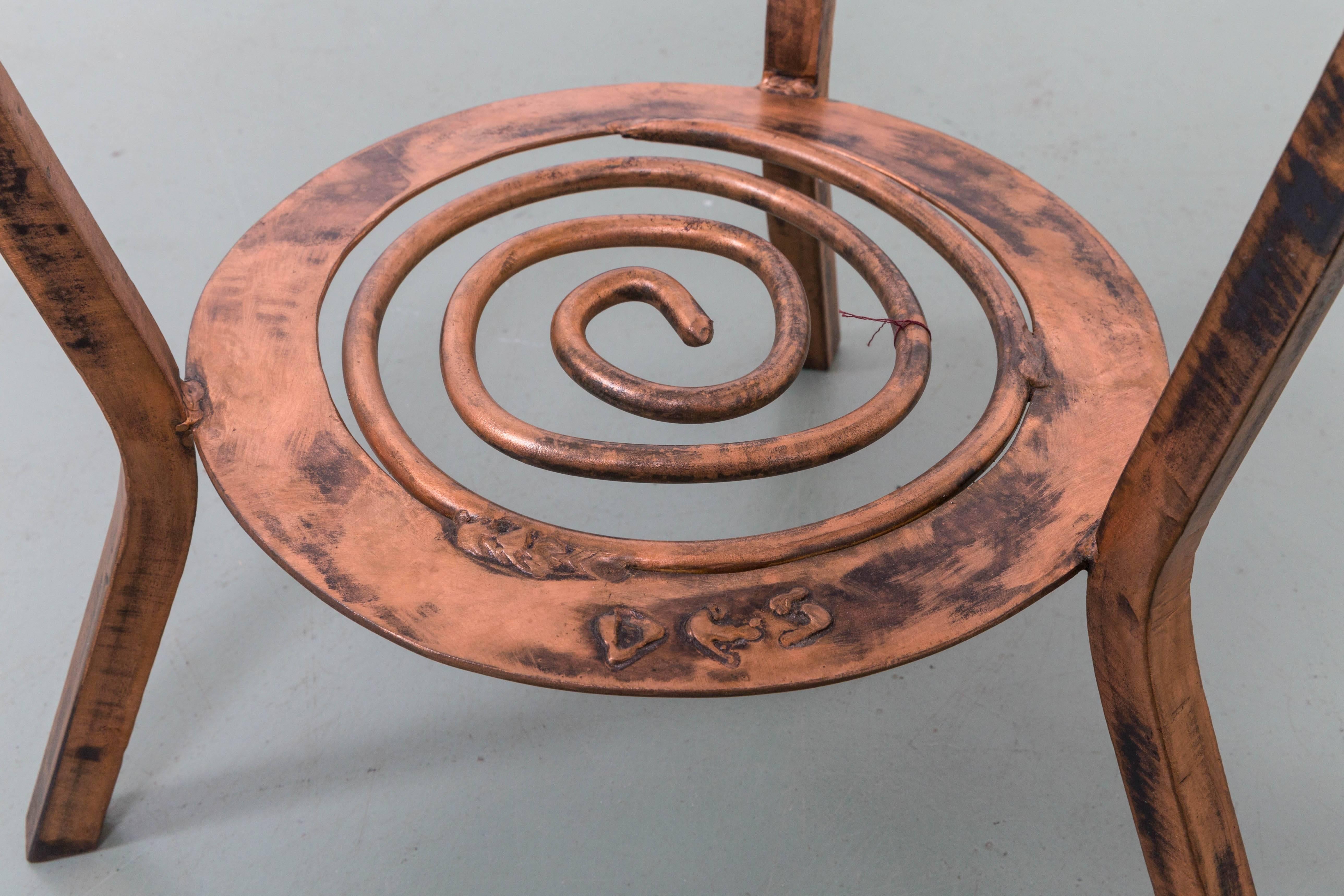 Copper Side Table with Stylized Native American Motifs For Sale 2