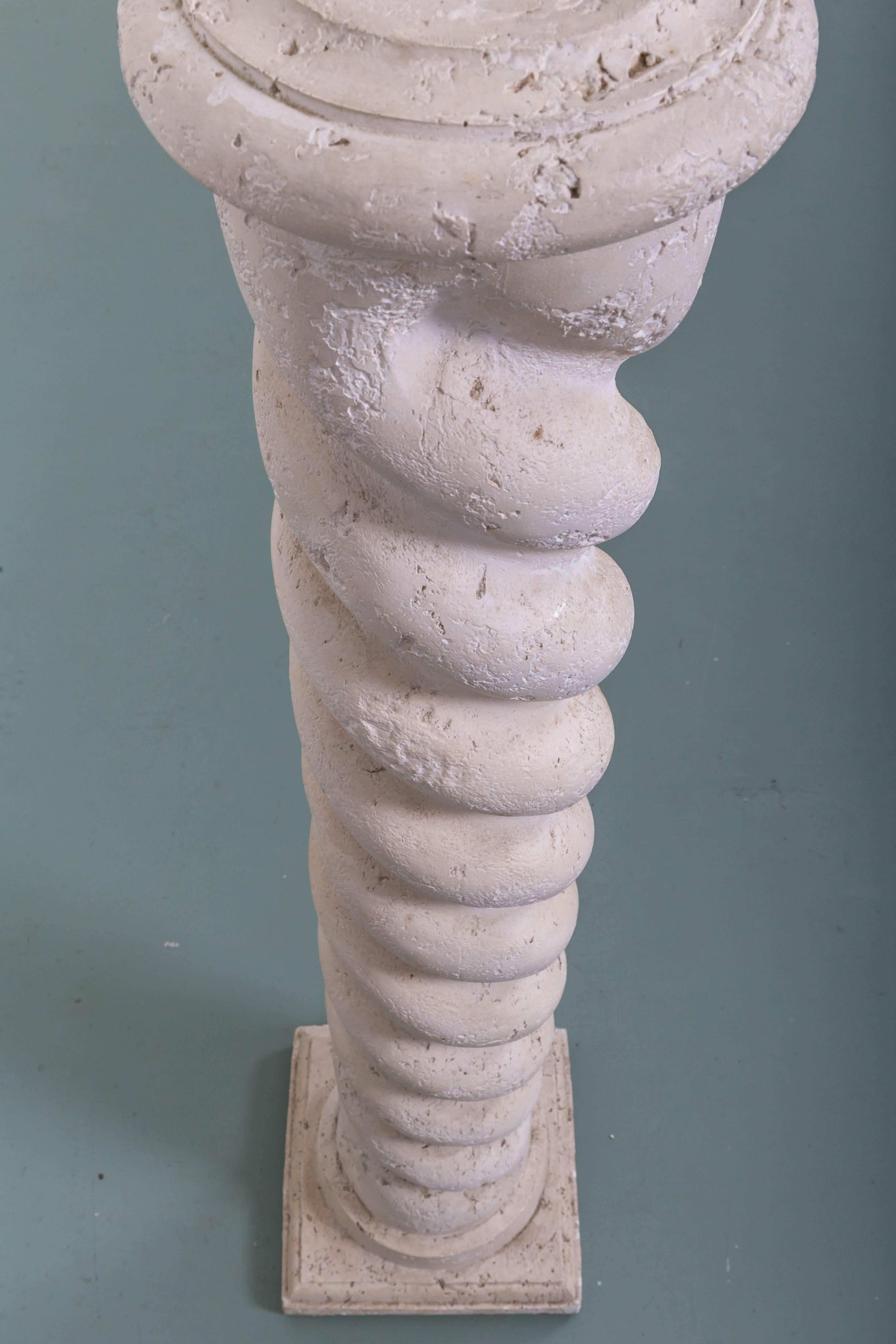 Plaster Spiral Floor Lamp in the Style of Michael Taylor