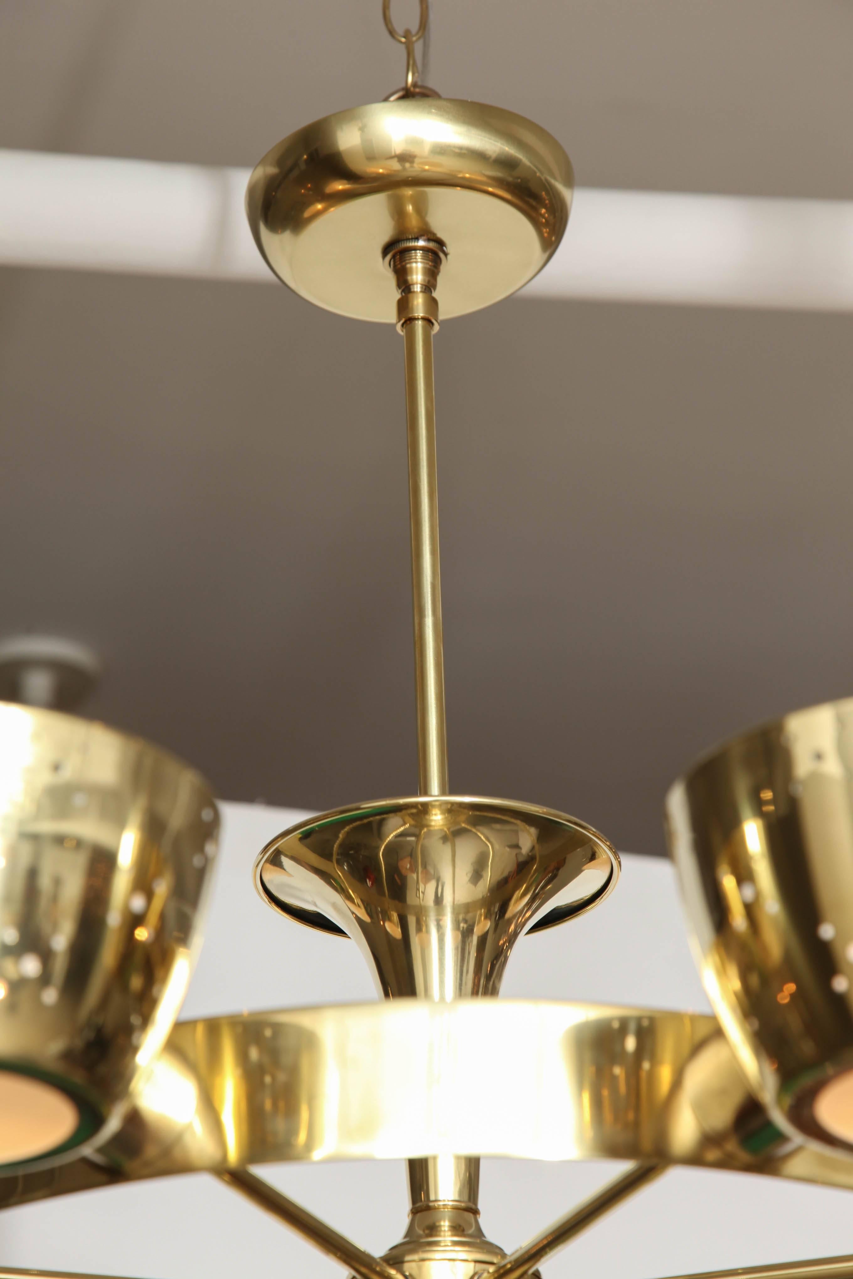 Brass Eight-Light Chandelier by Gerald Thurston for Lightolier 2