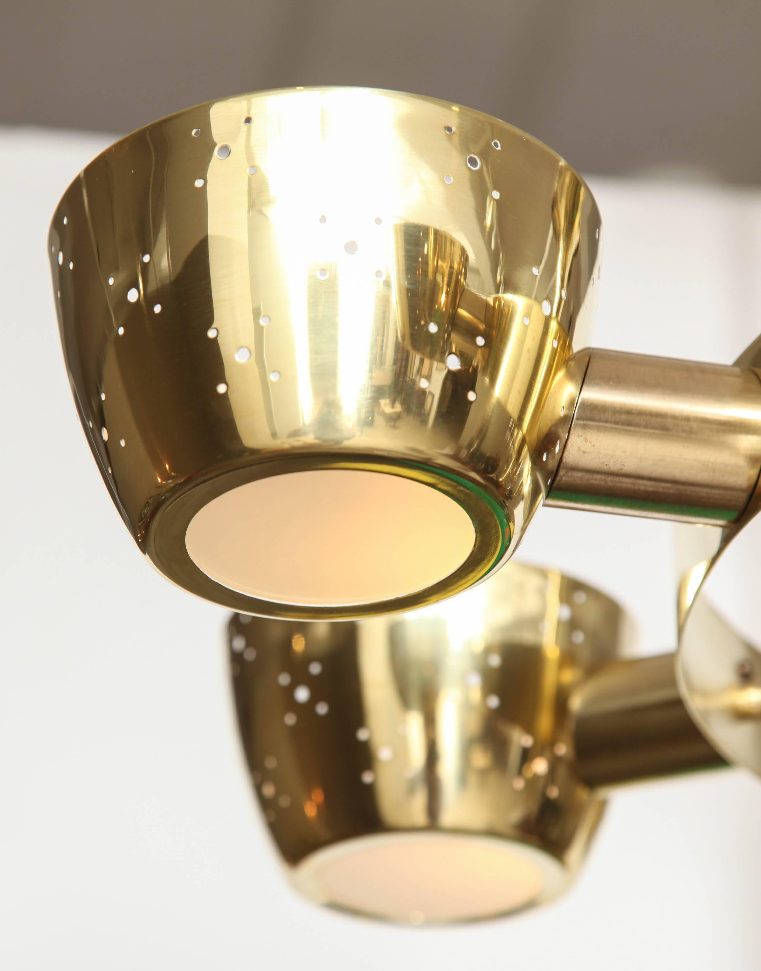 Brass Eight-Light Chandelier by Gerald Thurston for Lightolier 3