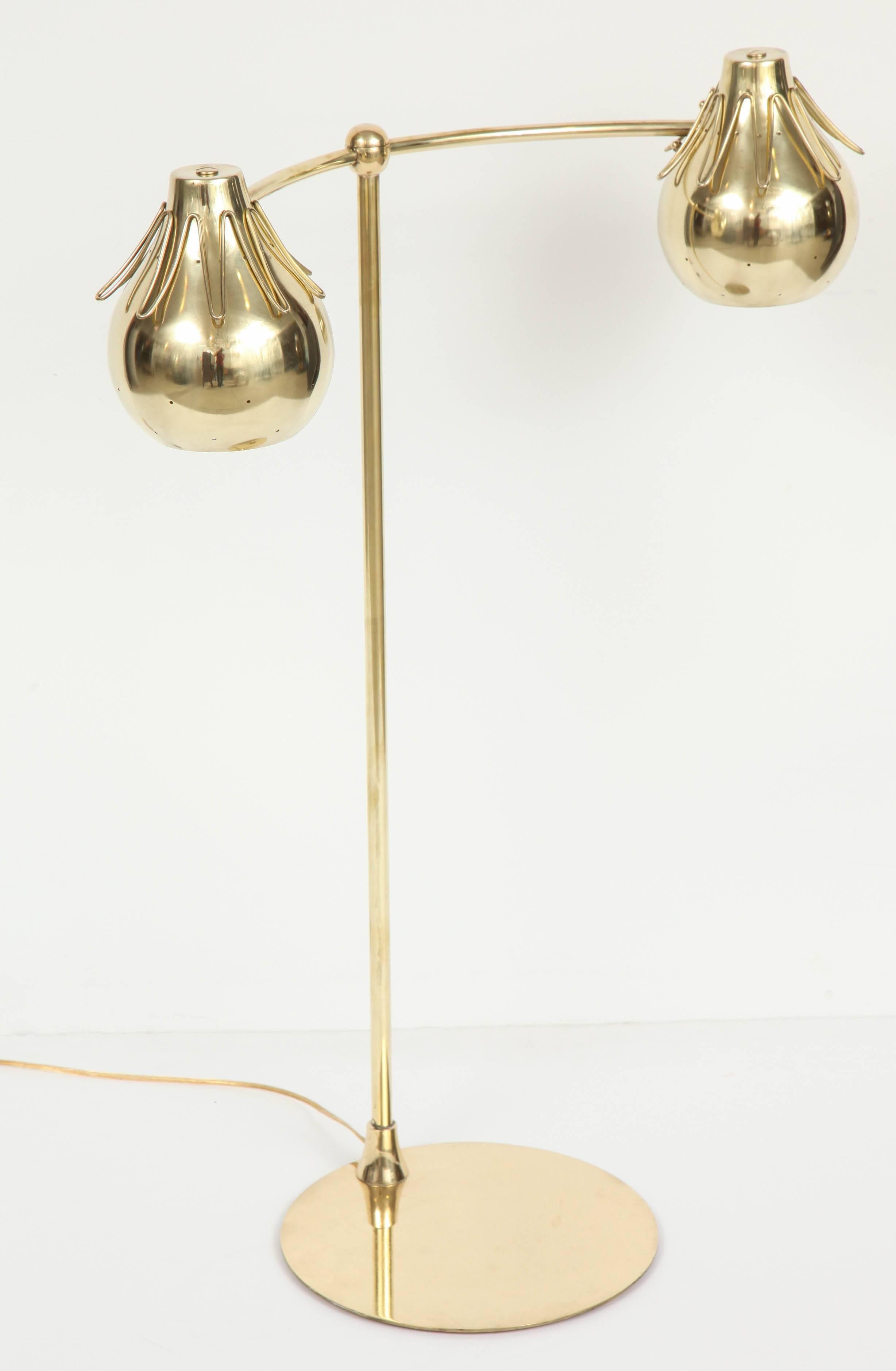 Polished Tall Brass Lamp by Lightolier For Sale