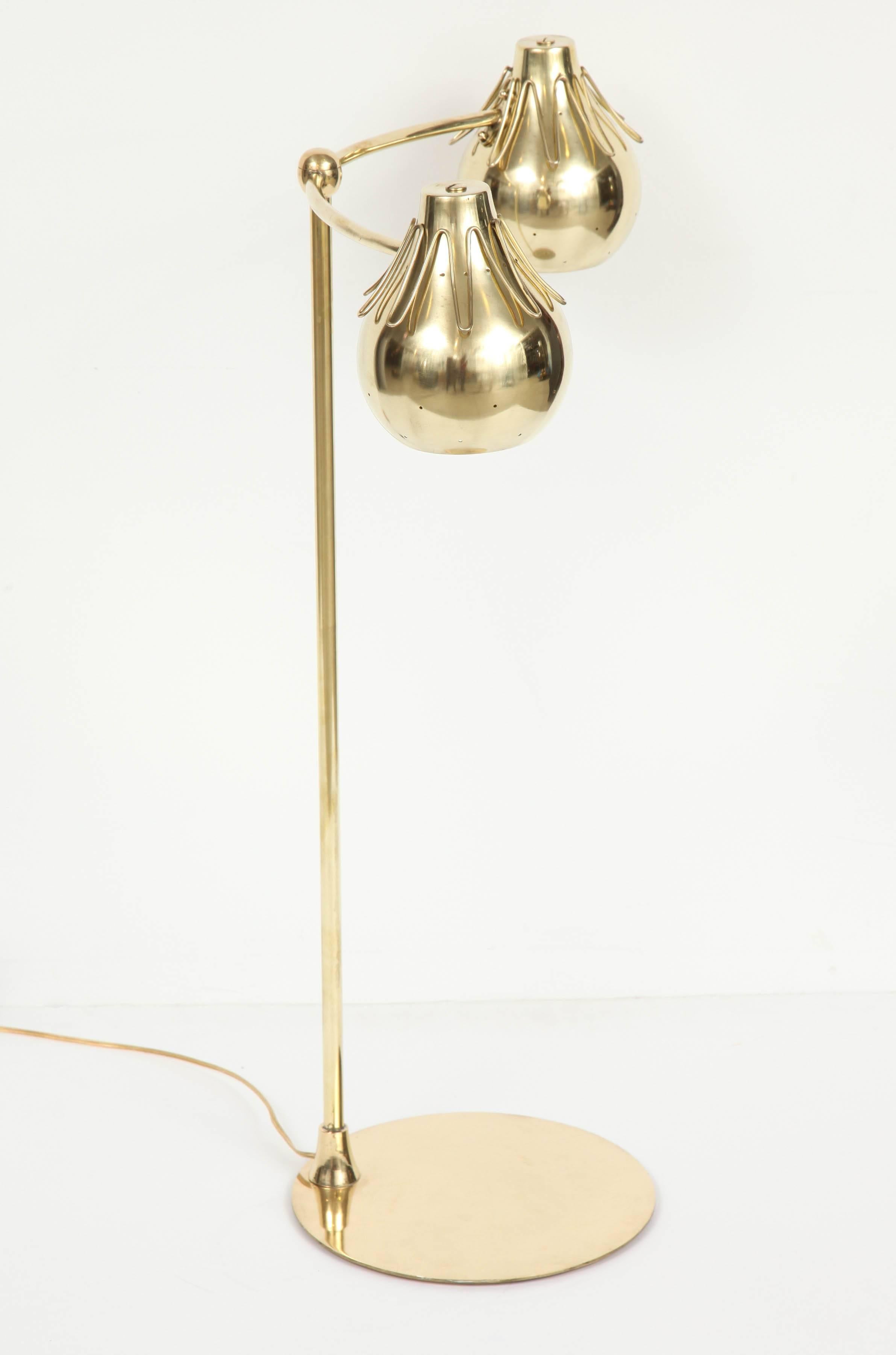 Mid-20th Century Tall Brass Lamp by Lightolier For Sale
