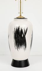 Large Japanese Hand-Painted Ceramic Lamp