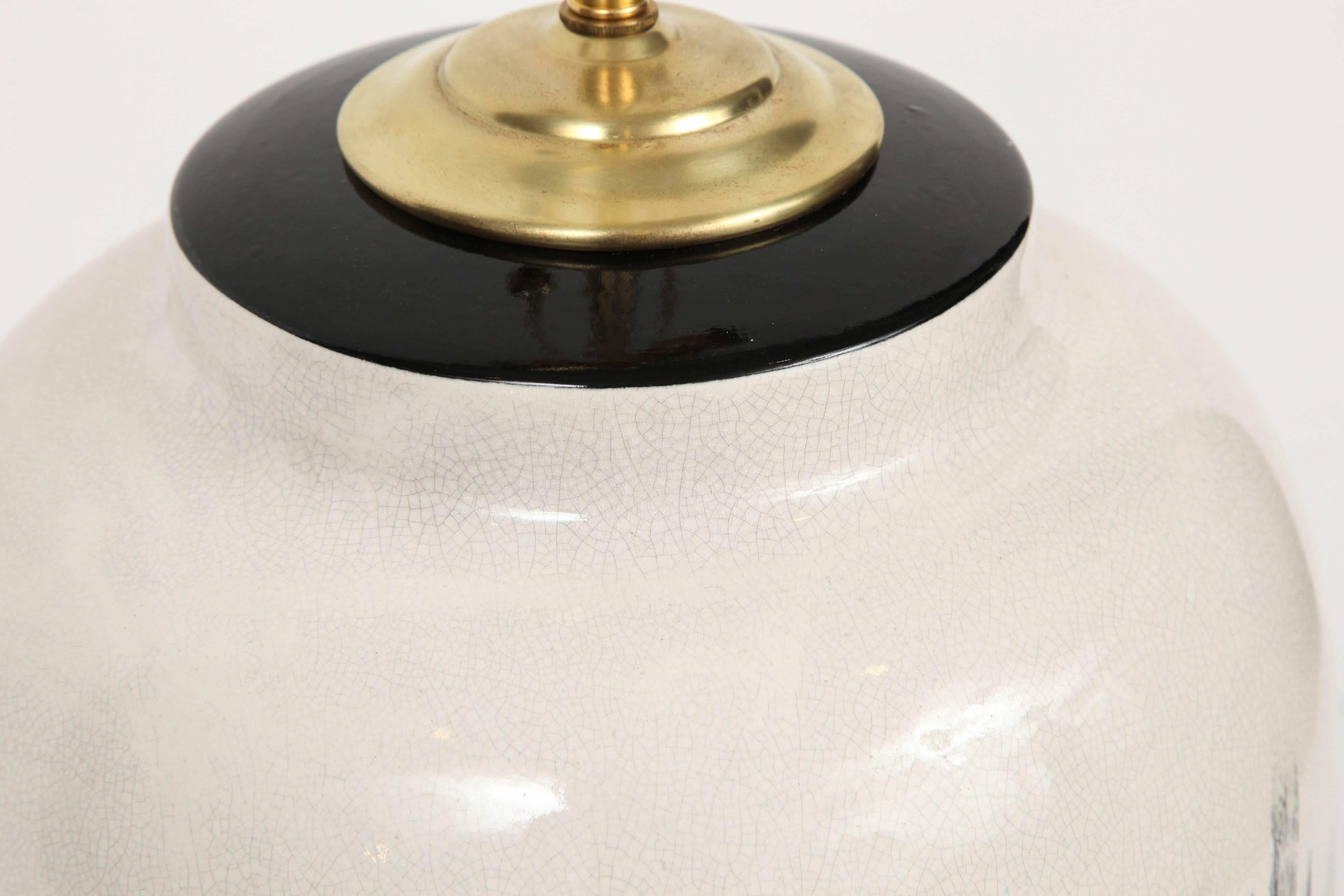 Large Japanese Hand-Painted Ceramic Lamp 6