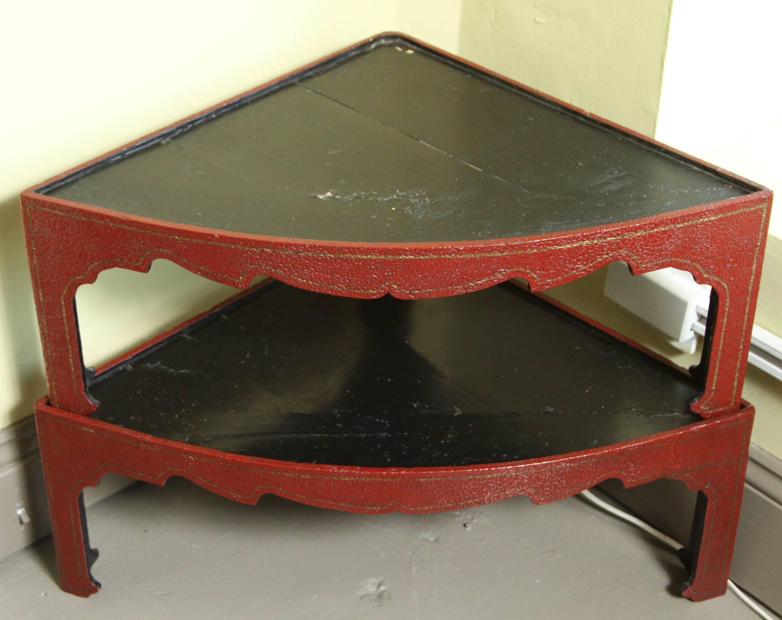 Japanese Corner Nesting Tables in Red Lacquer, Set of Five, 19th Century 1