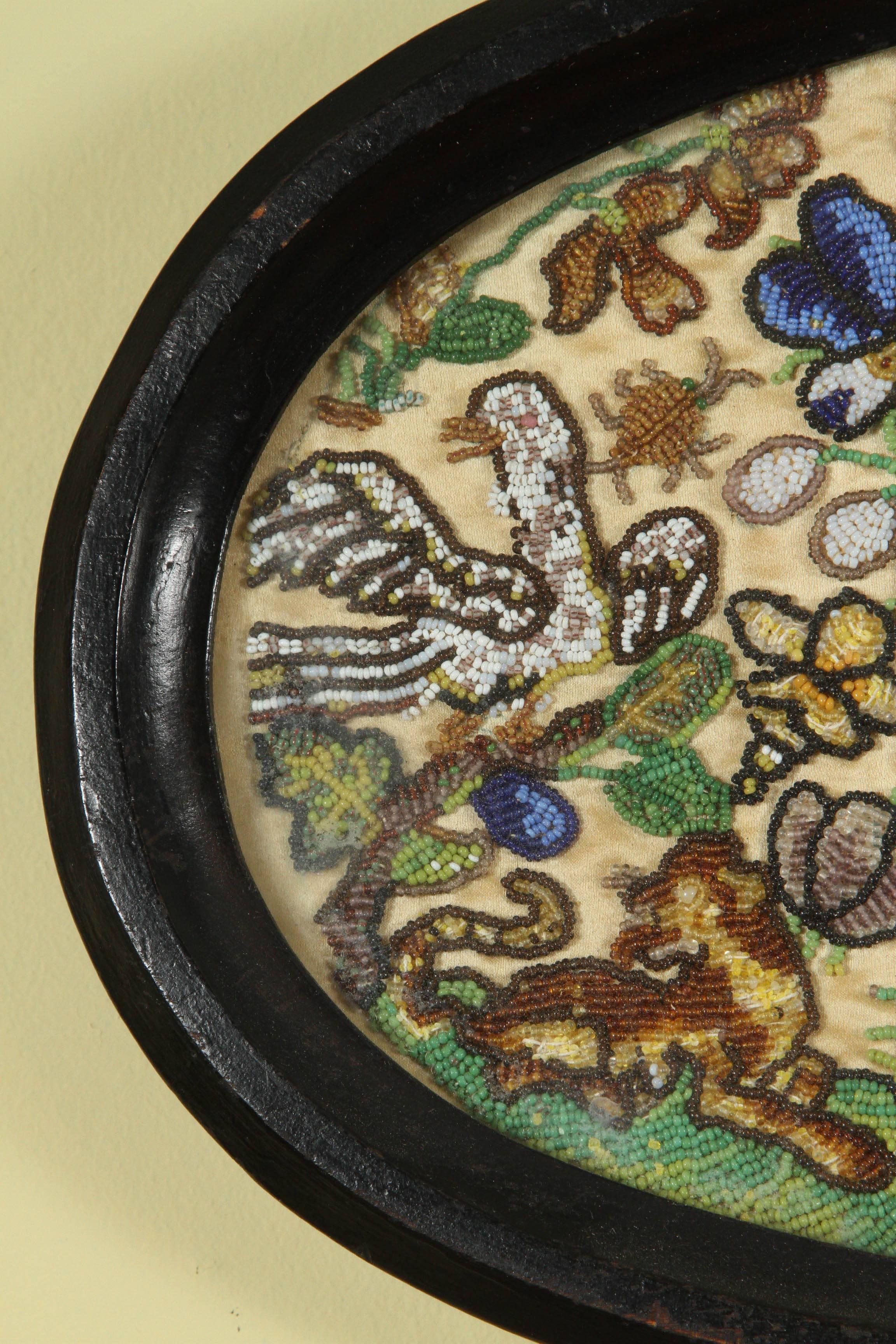 English Beadwork Embroidery, circa 1680 In Excellent Condition In Los Angeles, CA