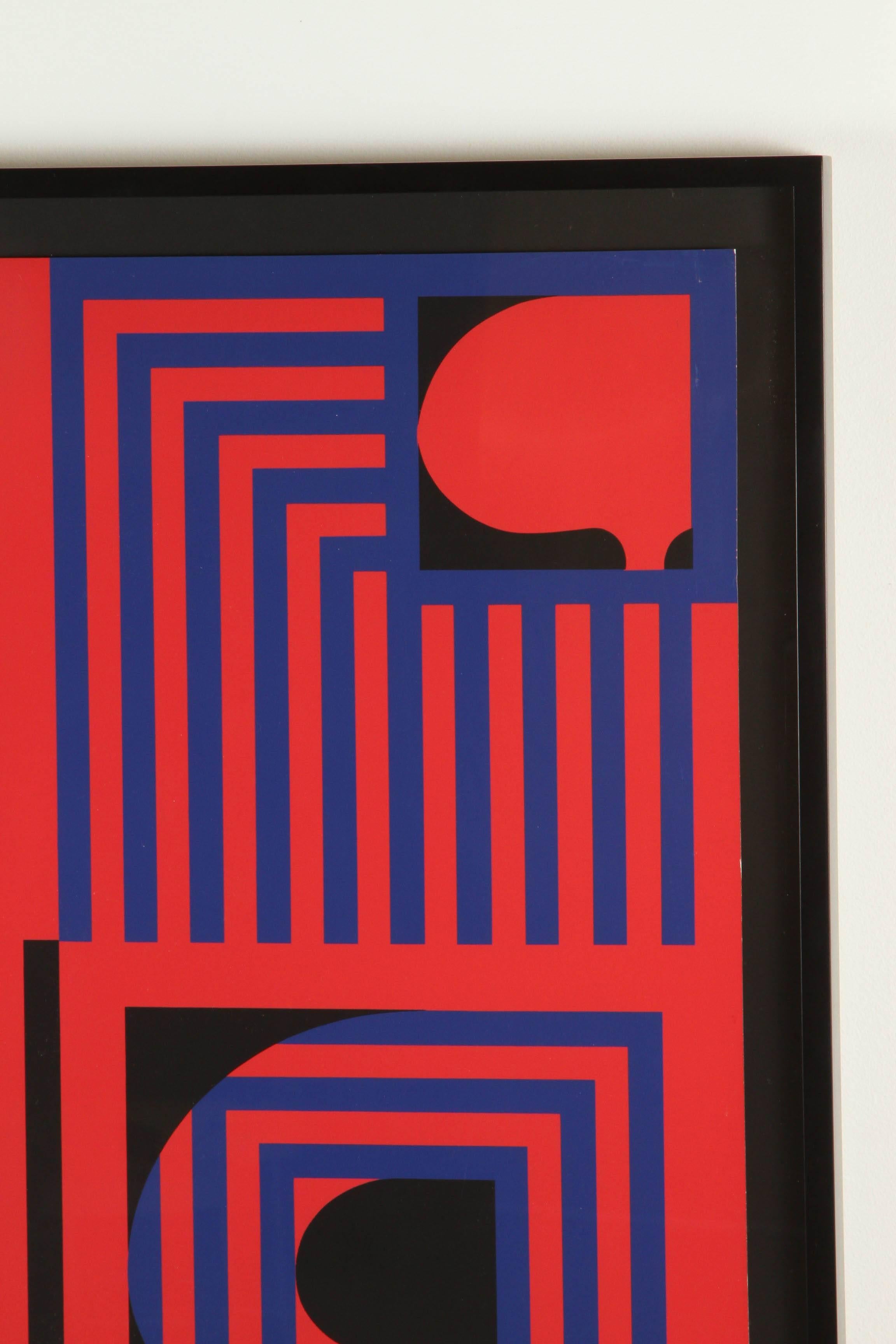 Mid-Century Modern Signed Geometric Lithograph by Jesse Reichek