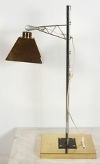 Brass and Chrome Adjustable Table Lamp Attributed to Irving Richards for Raymor