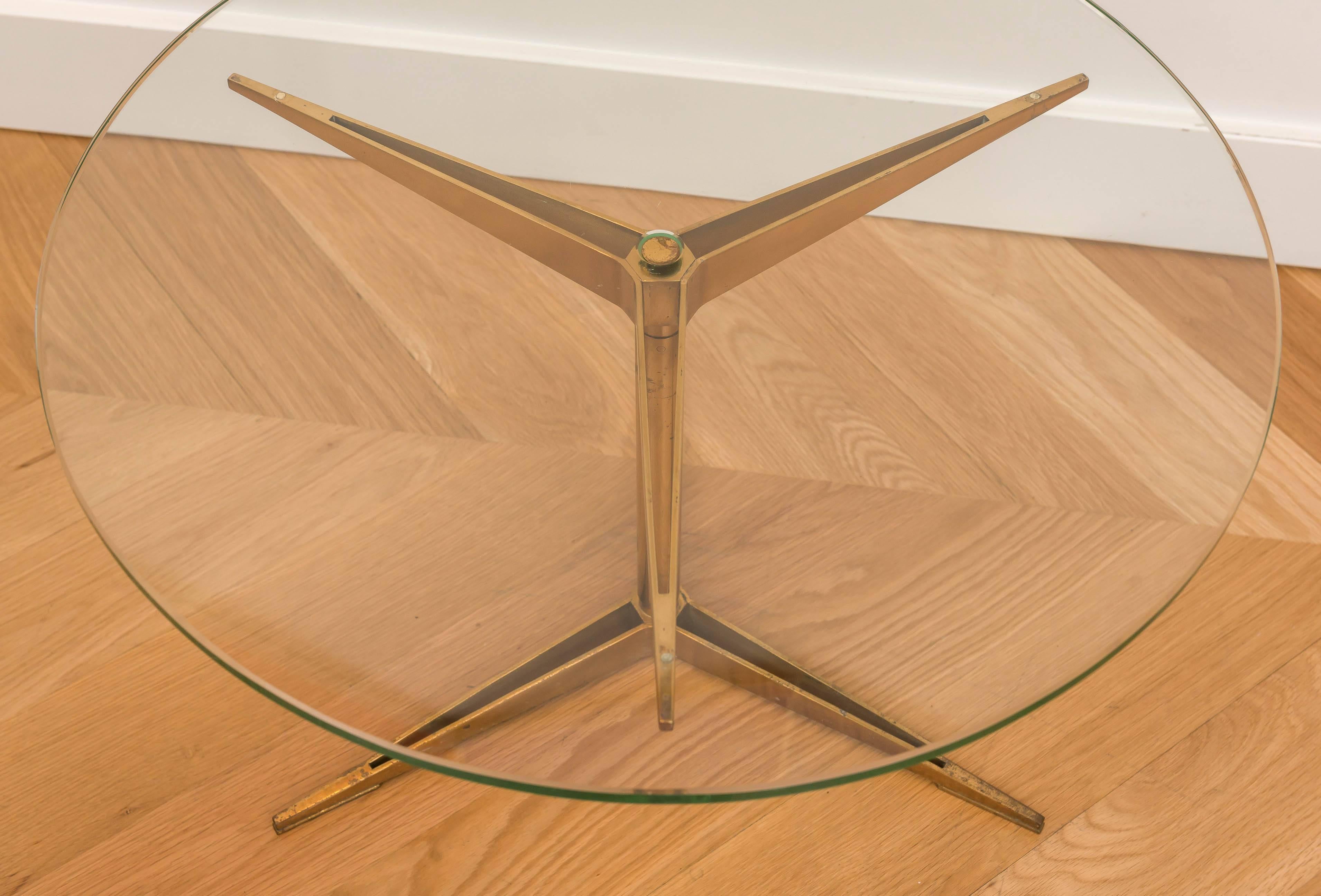 Italian Ico Parisi Brass Occasional Table For Sale