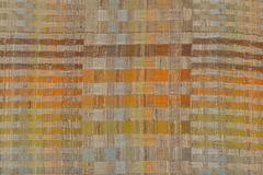 Indian Hand Woven Pillow.  Orange, Blue, Beige, Green, Brown.  Wool and Silk.