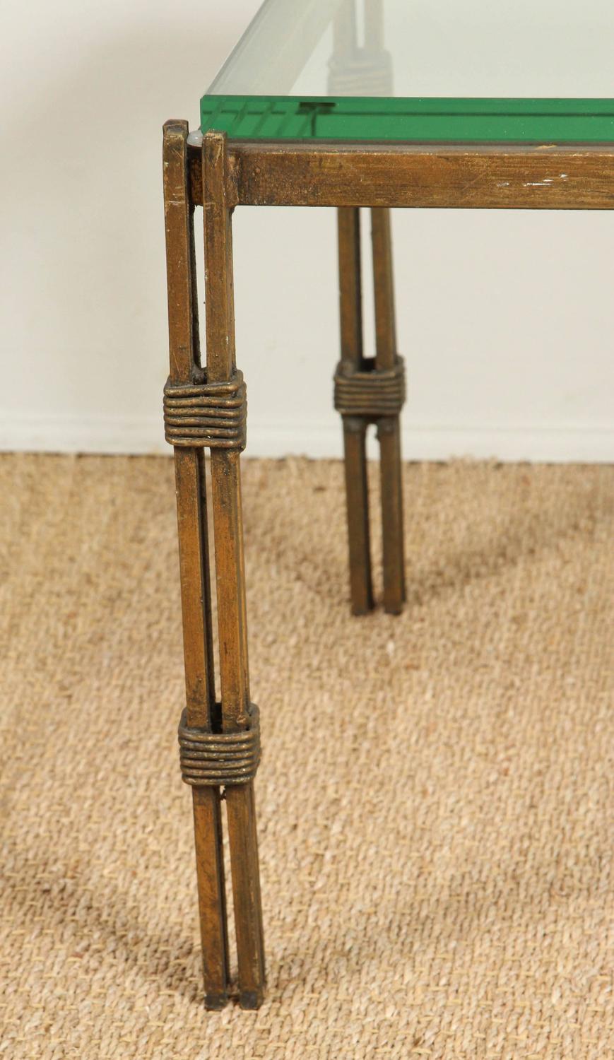 Vintage Wrought Iron and Glass Table at 1stdibs