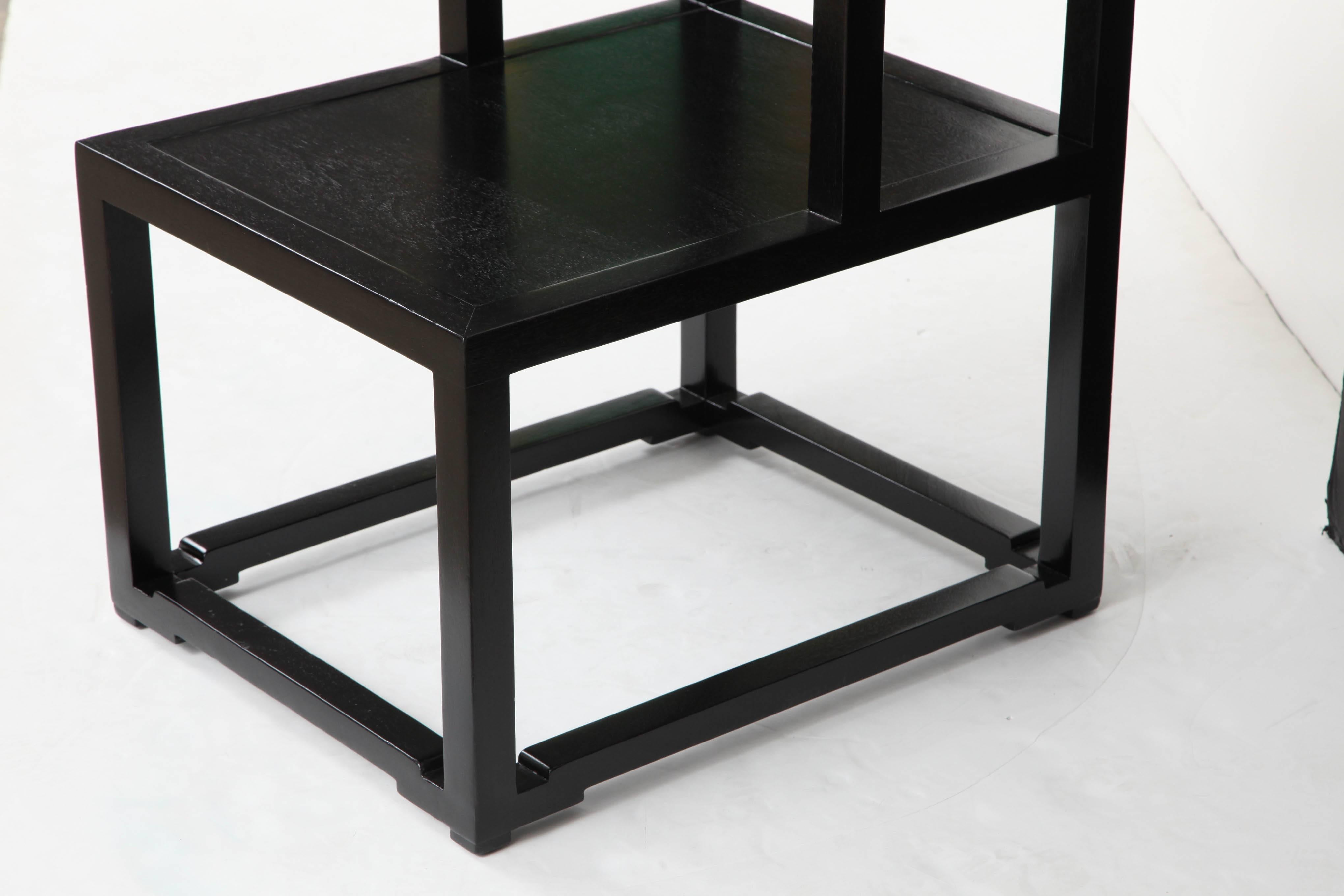 American Pair of Edward Wormley Ebonized Stepped End Tables