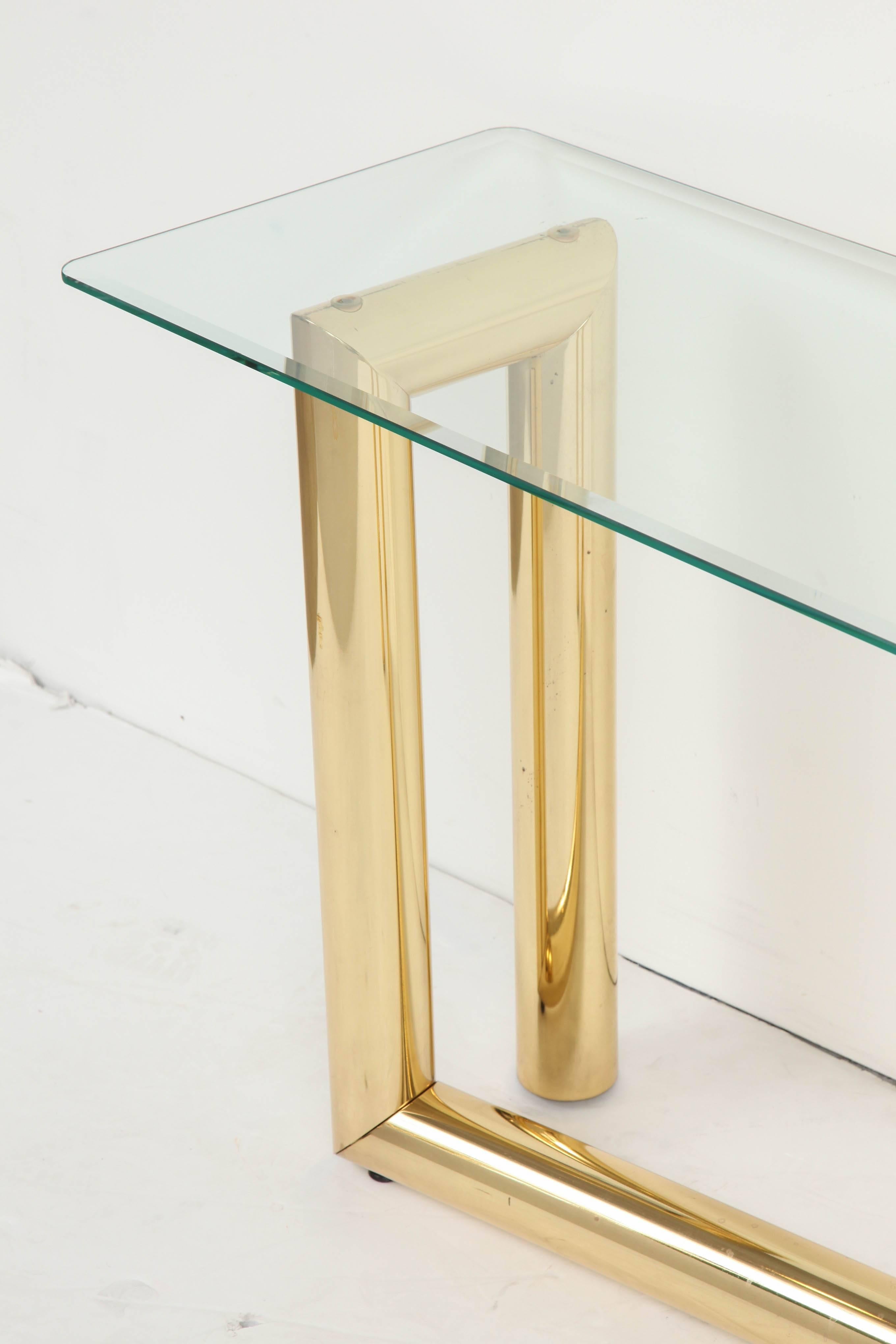 American 1970s Z Brass & Glass Console Table