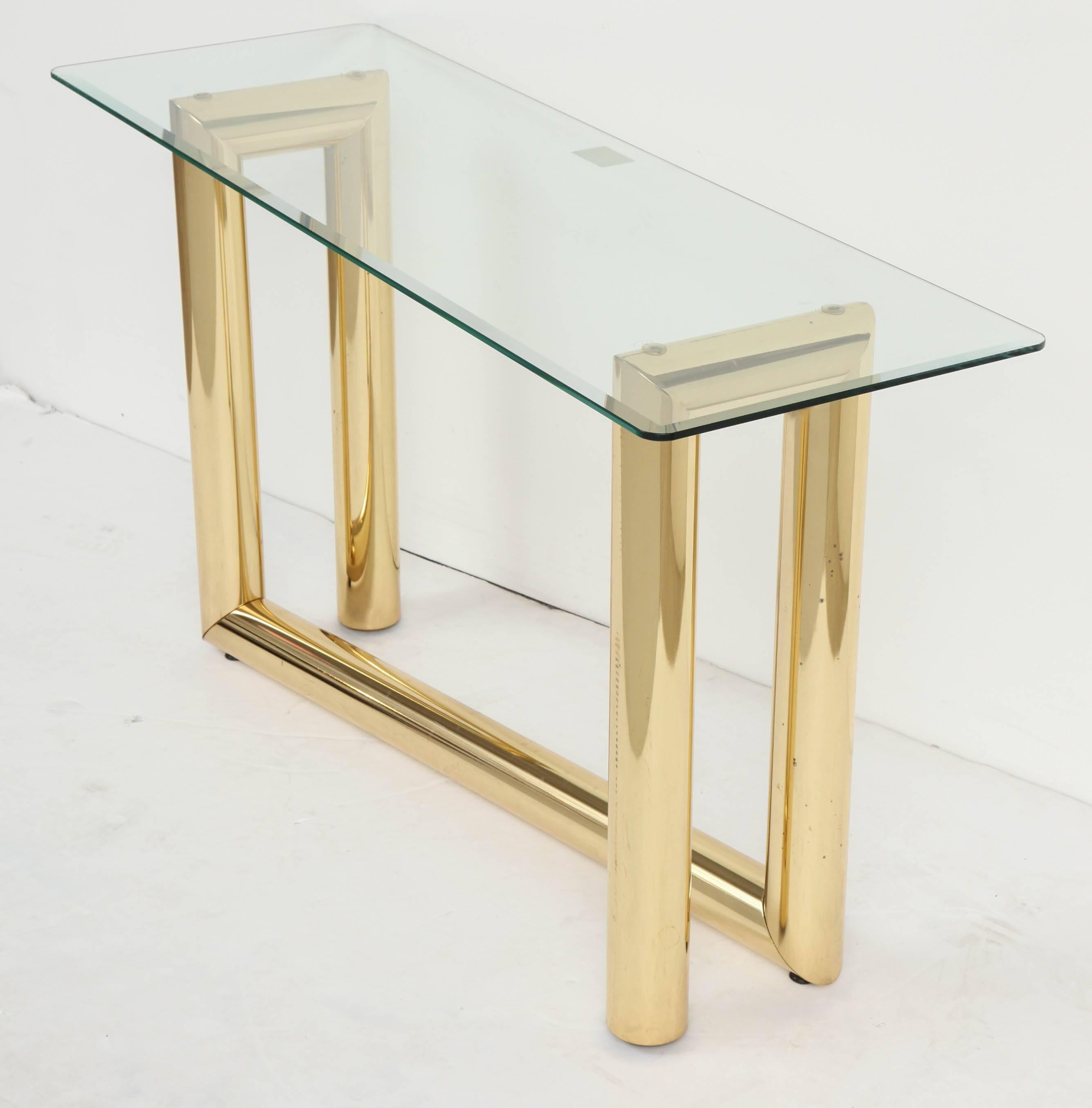 1970s Z Brass & Glass Console Table In Excellent Condition In New York, NY
