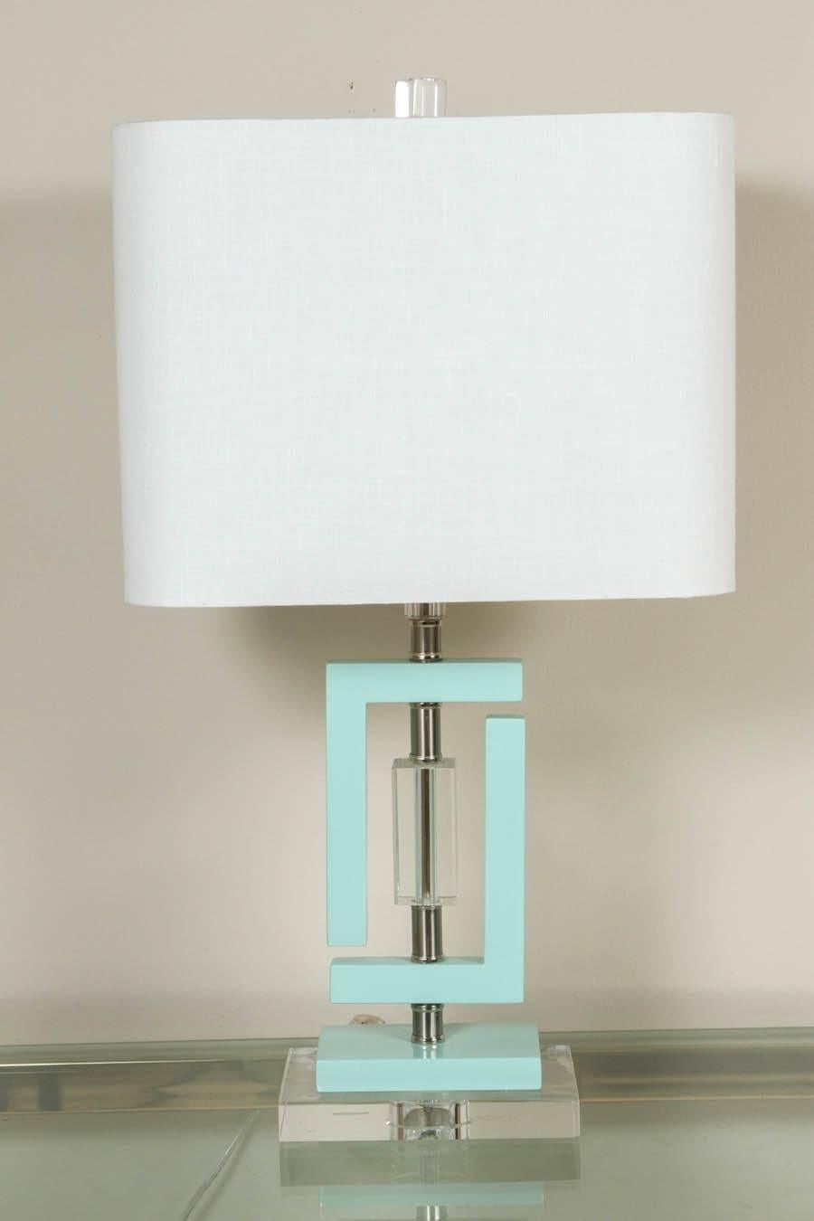 Seafoam and Lucite Lamps In Excellent Condition In Santa Monica, CA