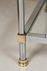 Pair of Chrome, Brass, and Glass Side Tables