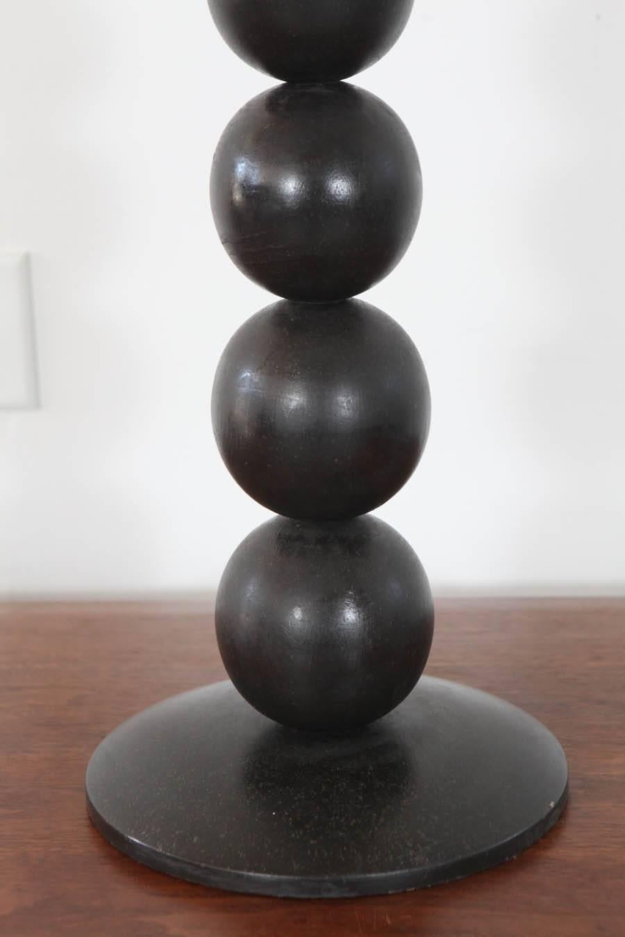 Striking stacked ball table lamp in spindle like form. Shade sold separately. Newly rewired.