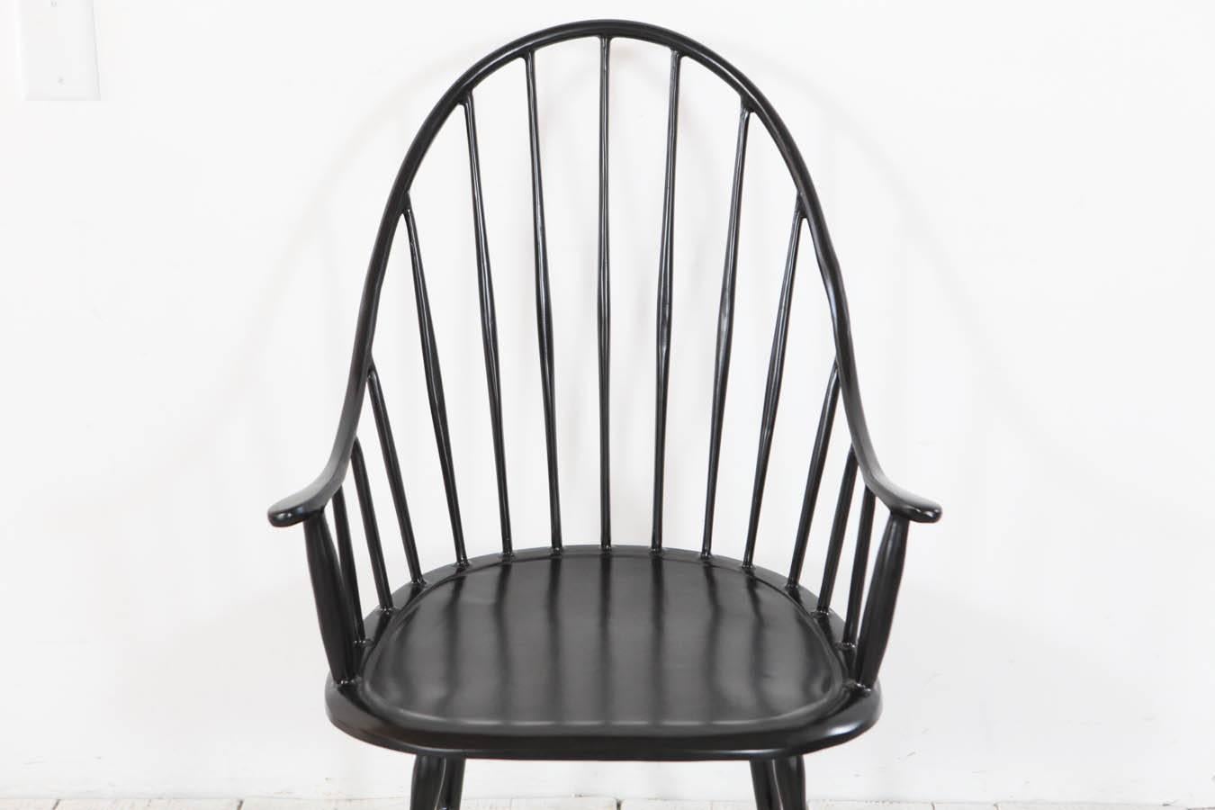 Seamless iron Windsor armchair powder coated black.