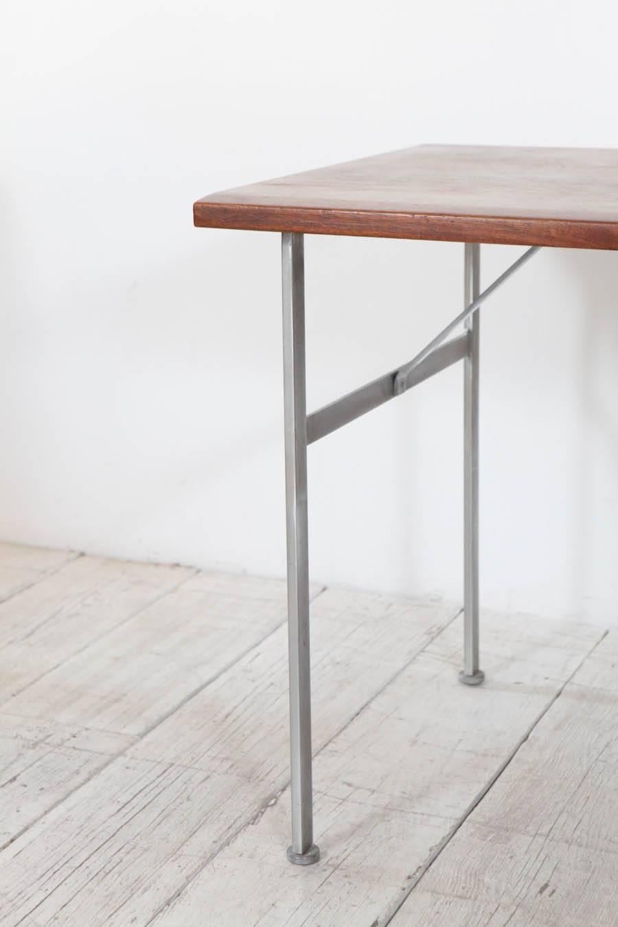 Mid-Century Modern Midcentury Walnut and Stainless Steel Three-Drawer Desk
