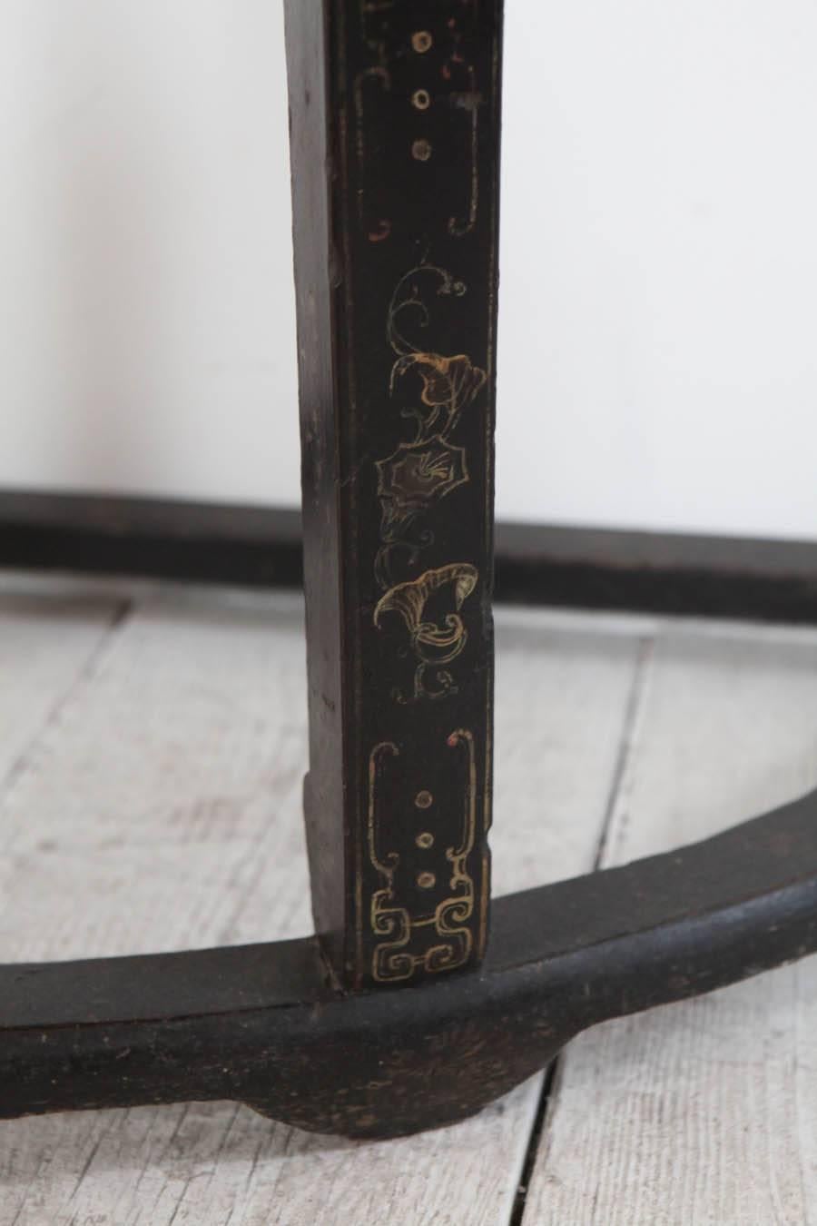 Chinese Lacquered D-Shaped Console or Demilune 4