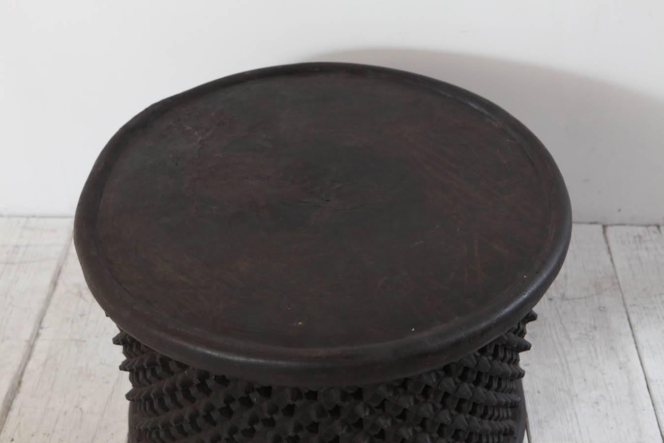 Folk Art Round African Stool or Drum Table from Cameroon