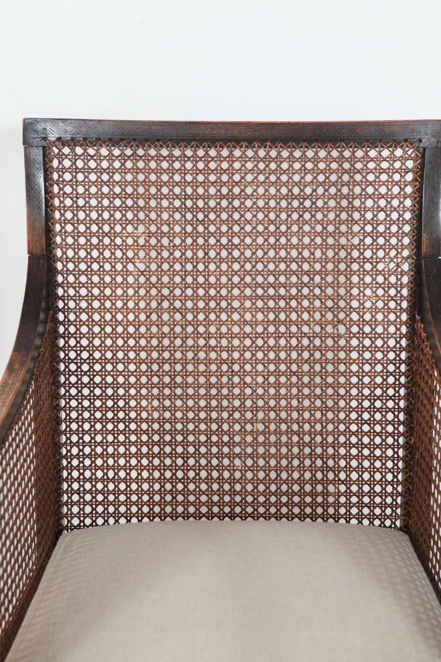 British Colonial Vintage Cane Armchair with Spindle / Solomonic Column Details