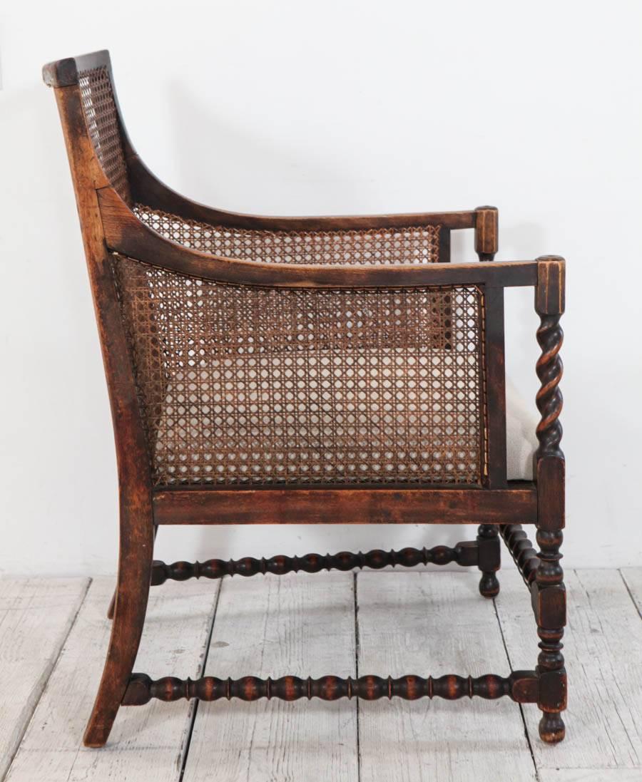 Vintage Cane Armchair with Spindle / Solomonic Column Details 1
