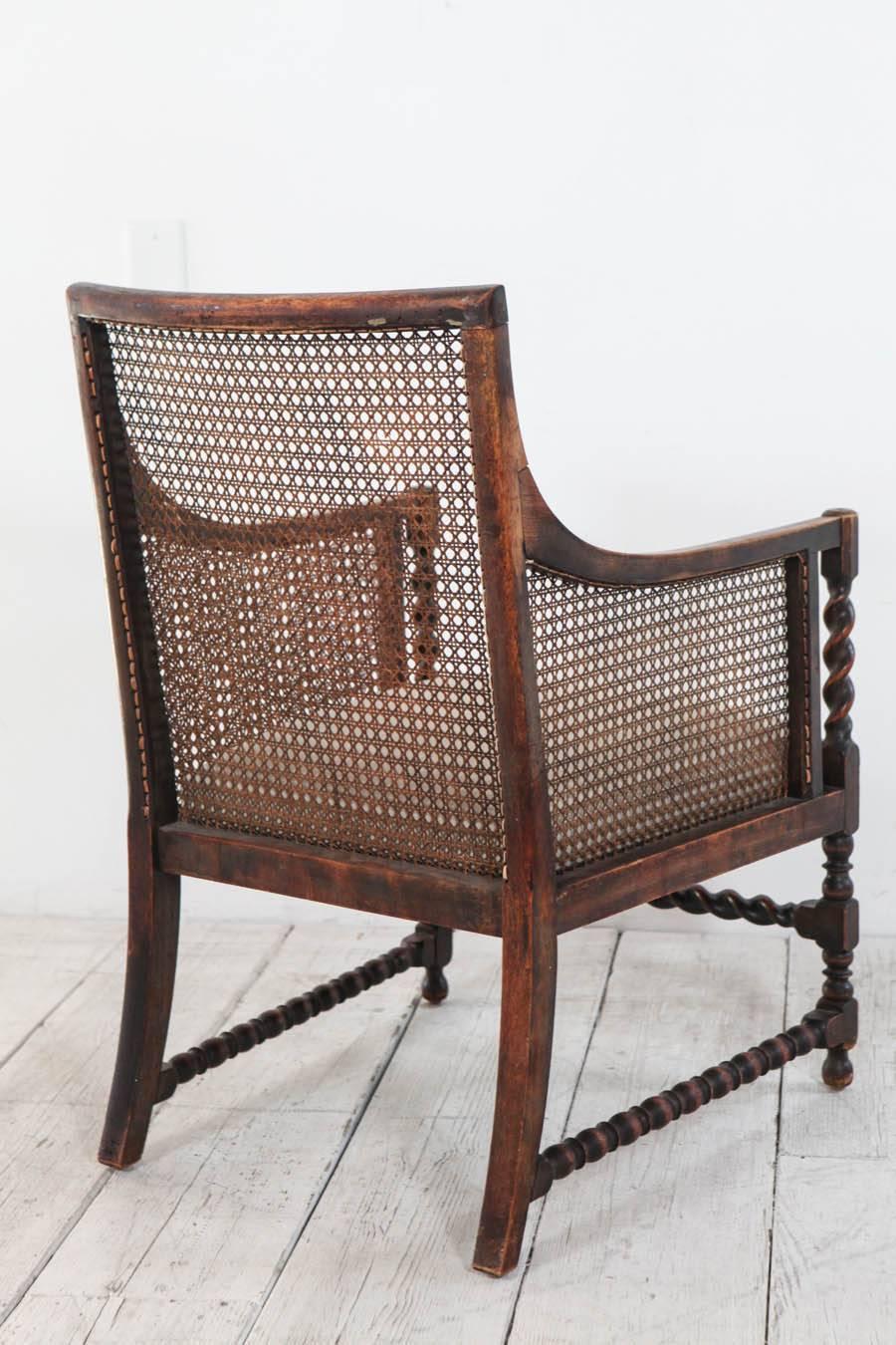 Vintage Cane Armchair with Spindle / Solomonic Column Details 2