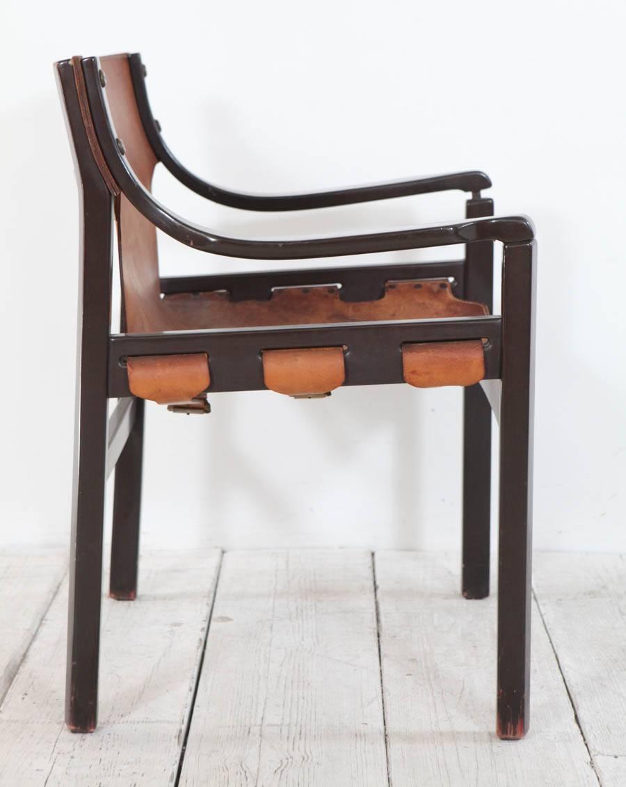 Mid-Century Modern Italian Leather Sling Armchair