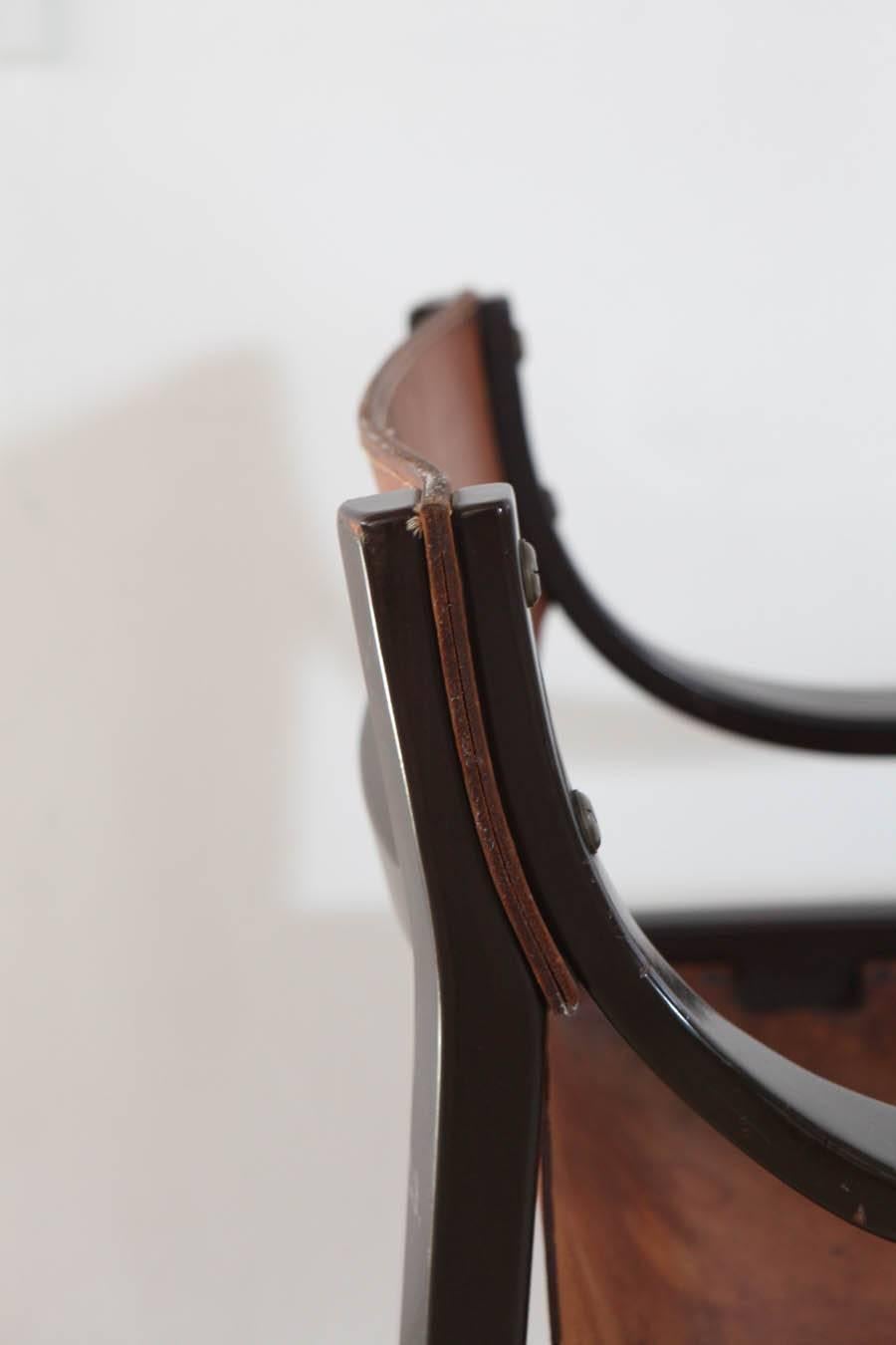 Mid-20th Century Italian Leather Sling Armchair