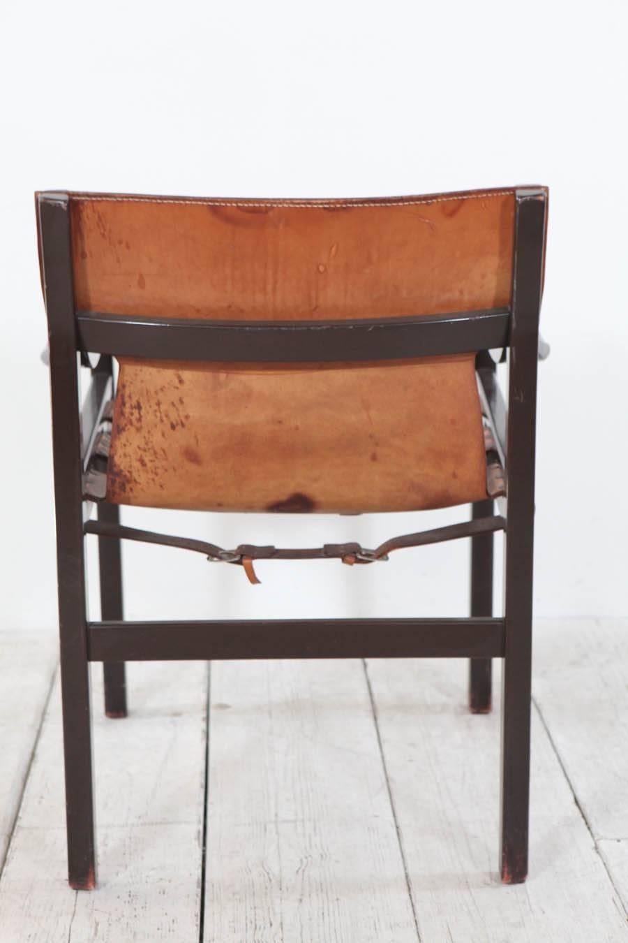 Italian Leather Sling Armchair 1