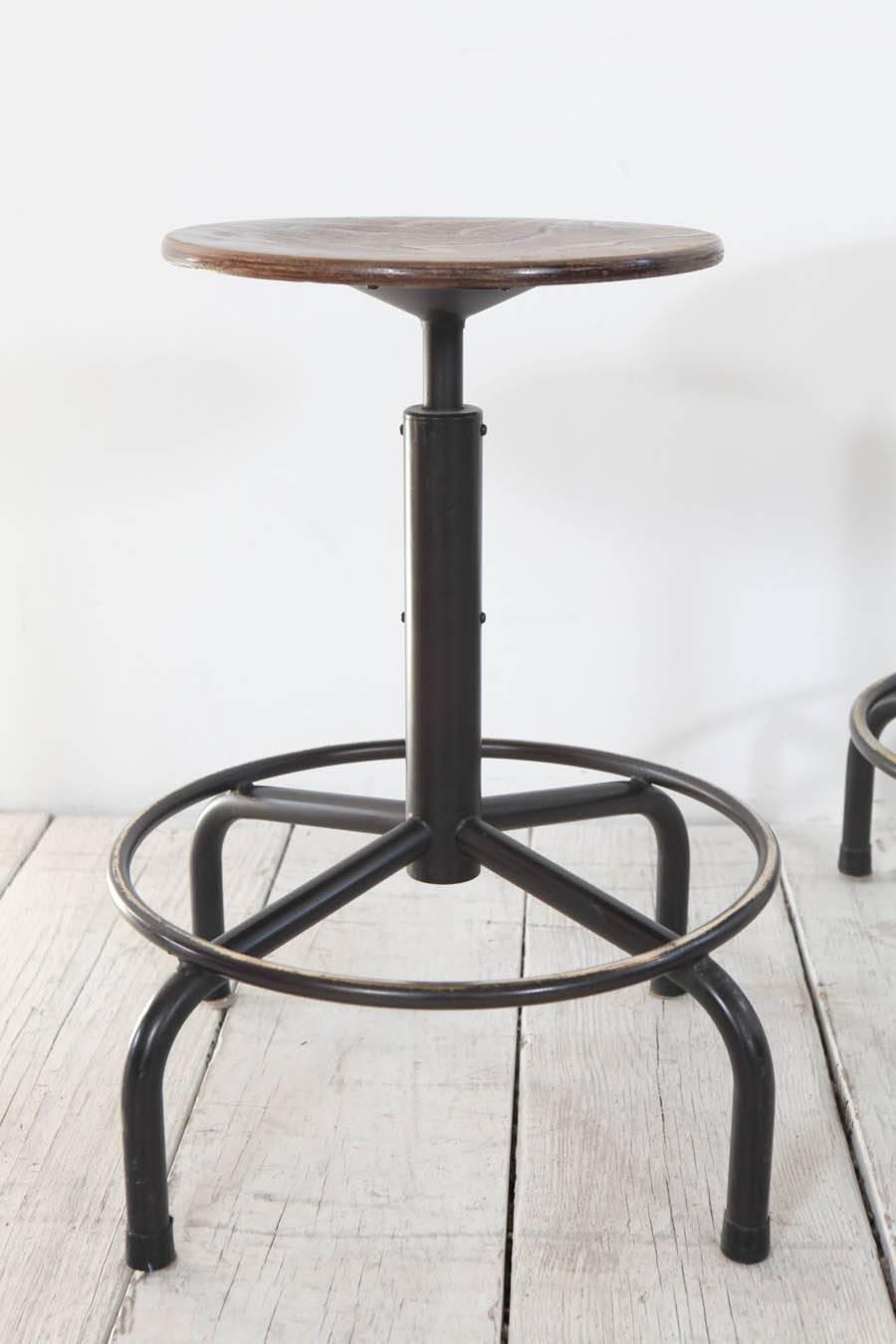 Metal and Wood Swivel Adjustable Height Counter Stool at 1stdibs