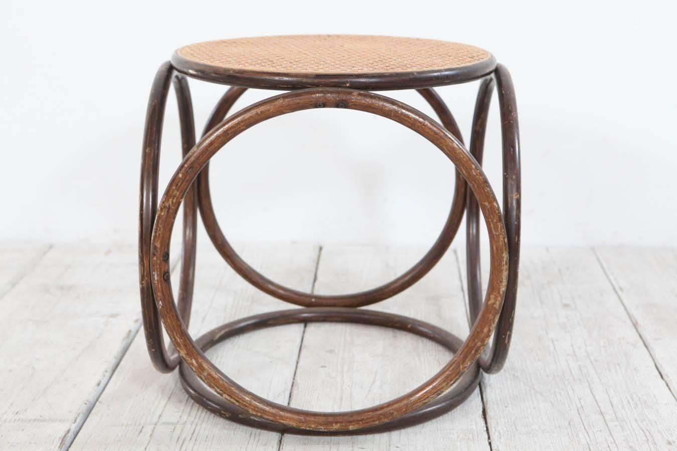 Round Bamboo Stool with Cane Top 1