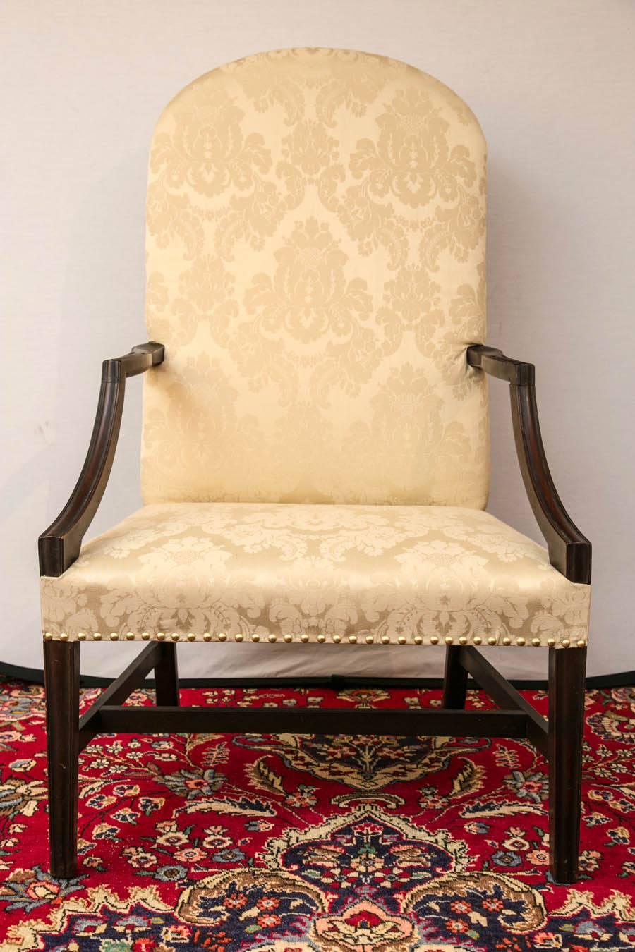 Salem, Massachusetts Federal Mahogany Lolling Chair In Excellent Condition In Woodbury, CT