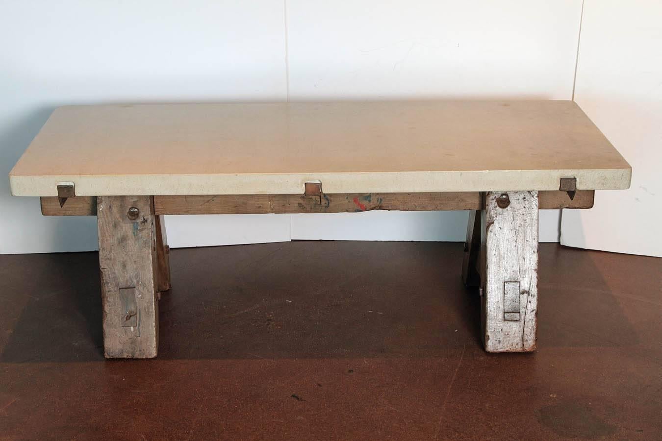 Industrial French Painter's Saw Horse Coffee Table