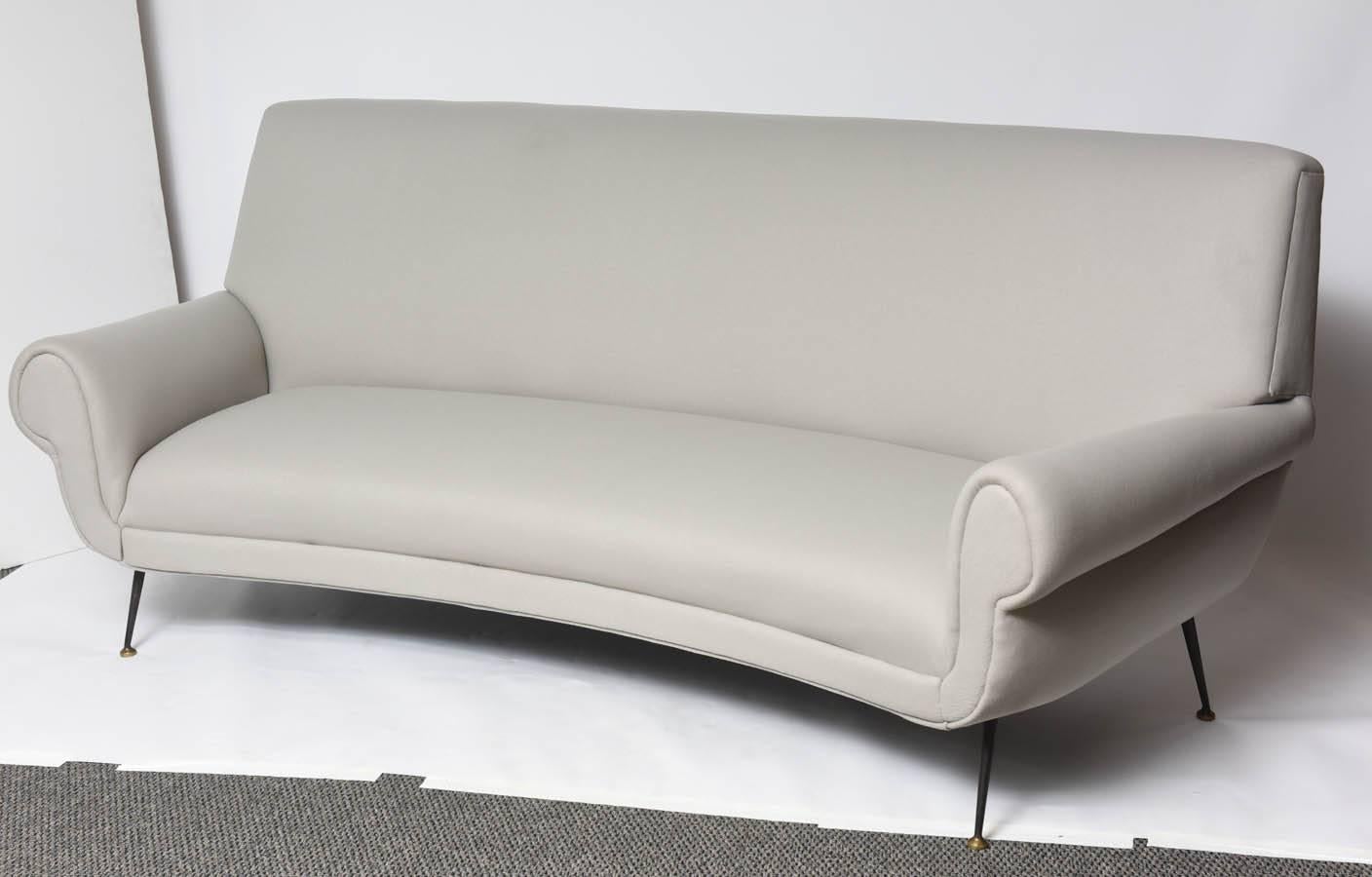 Brass Beautiful Vintage Curved Sofa by Gigi Radice