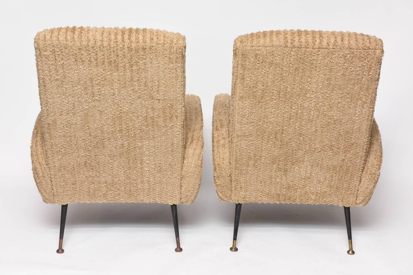 Mid-Century Italian Lounge Chairs with Original Metal and Brass Legs 6