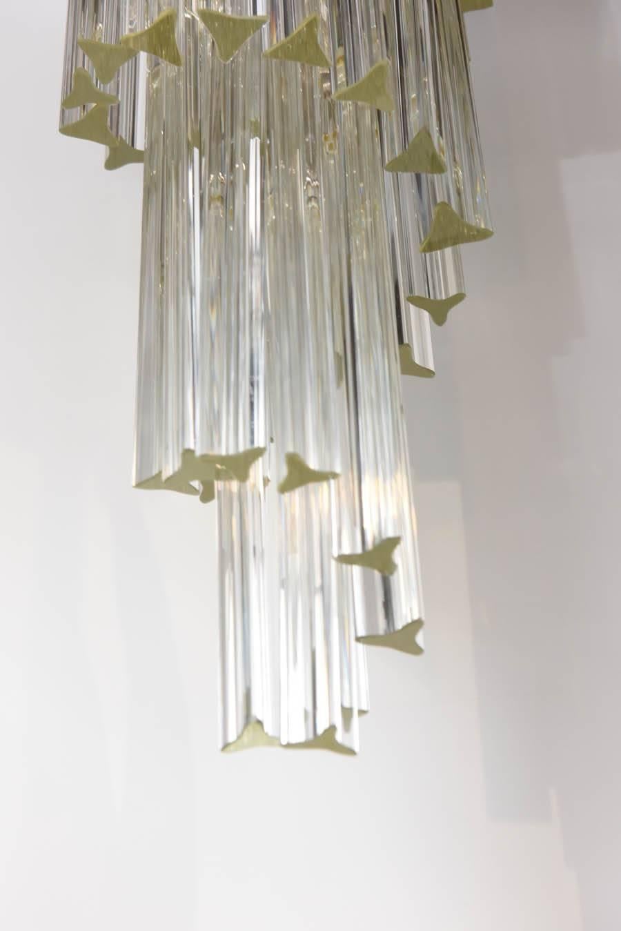 Italian Spiral Camer Clear Glass Chandelier, Attrib. to Venini For Sale
