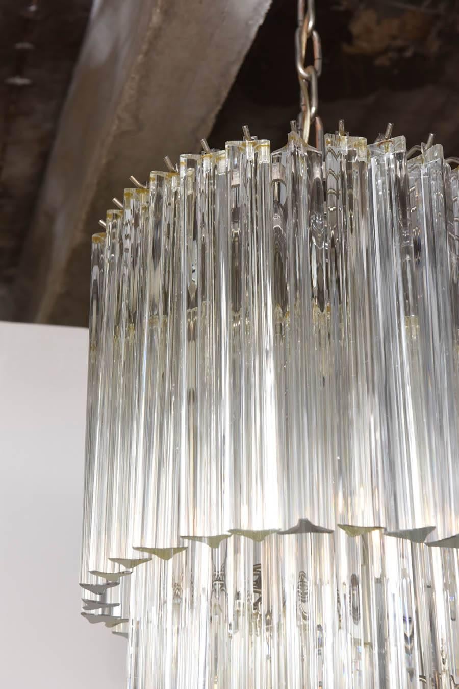 Late 20th Century Spiral Camer Clear Glass Chandelier, Attrib. to Venini For Sale