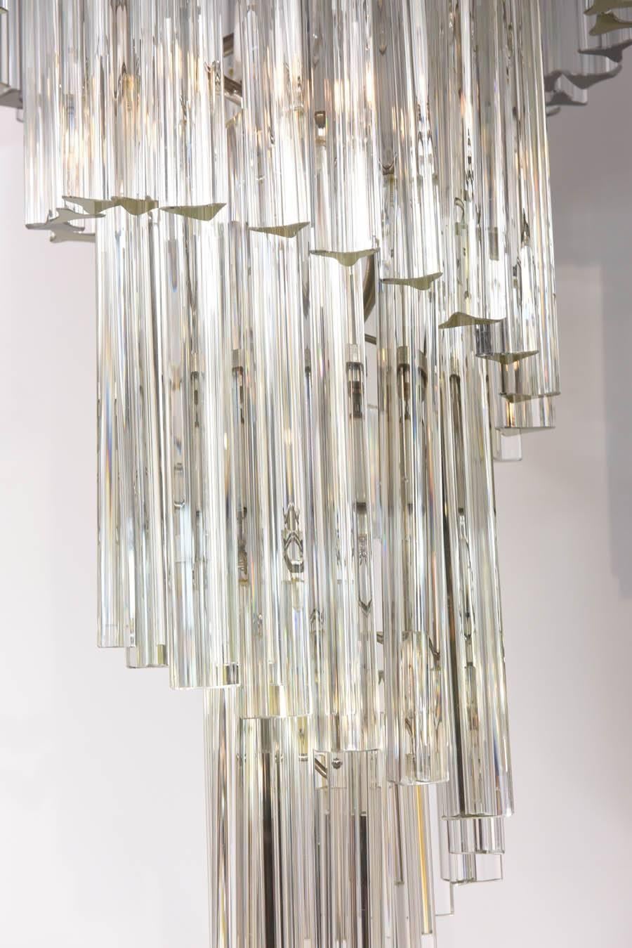 Spiral Camer Clear Glass Chandelier, Attrib. to Venini For Sale 1