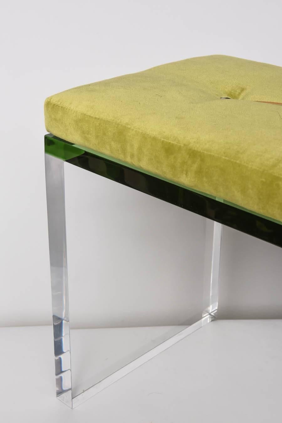 Modern Green and Clear Lucite Bench 3