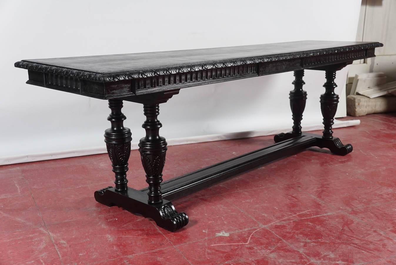 Jacobean Baroque Style Carved Mahogany Bench