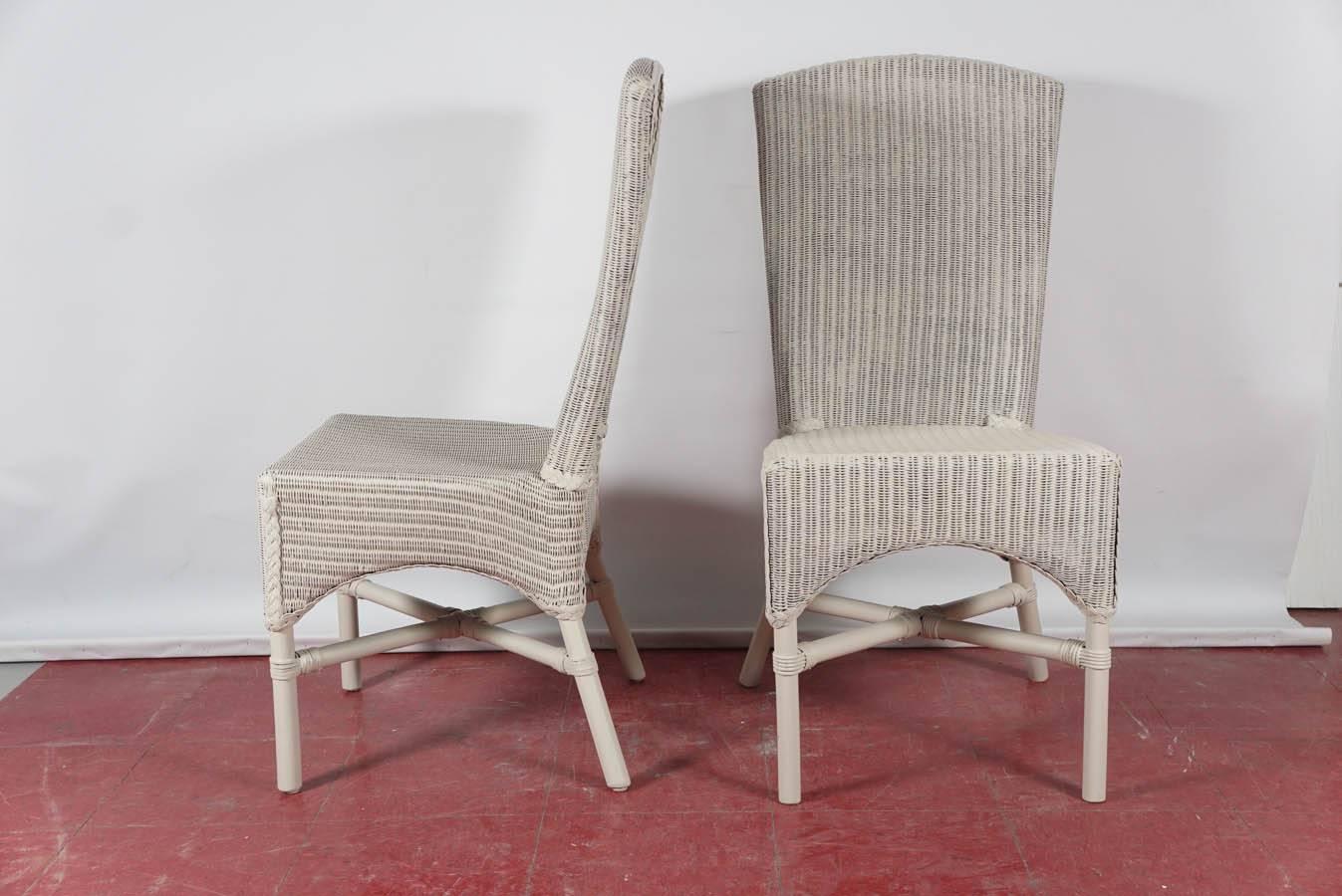 Six Vintage Lloyd Loom Wicker Dining Chairs For Sale at 1stdibs