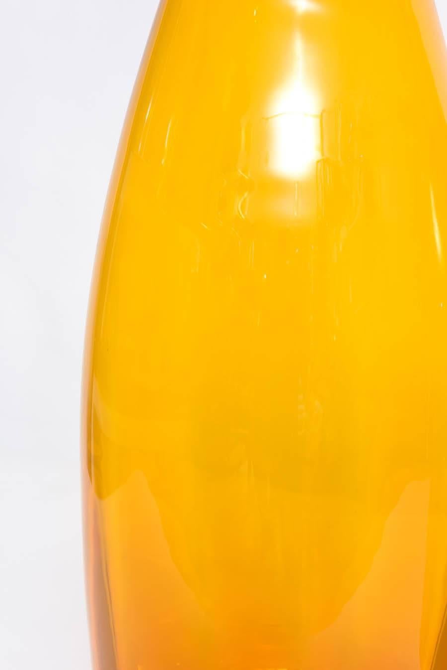 Mid-Century Modern Collectable Large Blenko Orange Glass Bottles For Sale 1