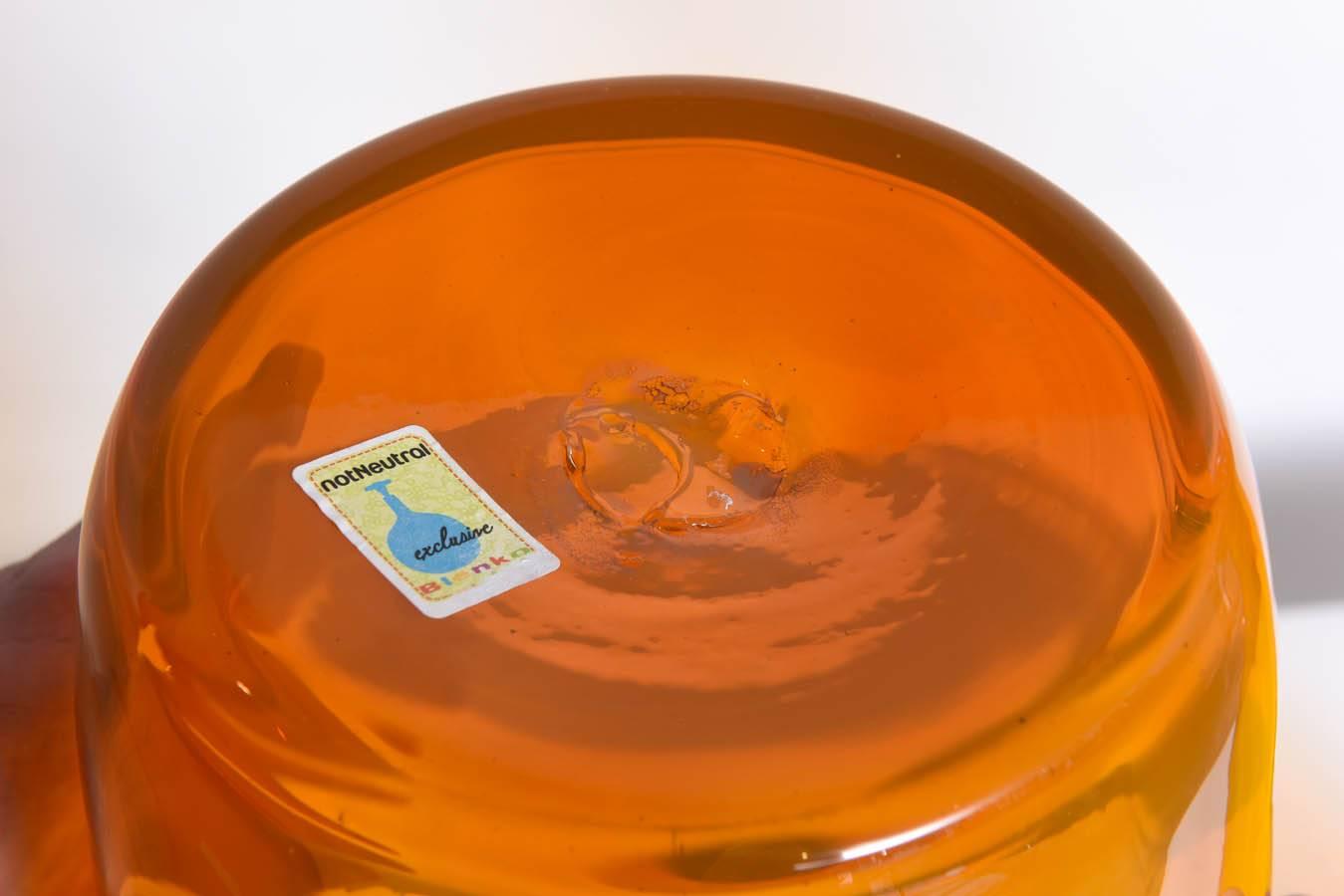 Mid-Century Modern Collectable Large Blenko Orange Glass Bottles For Sale 2