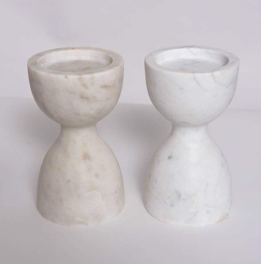 Mid-Century Modern Italian Angelo Mangiarotti Style Marble Candleholders 1